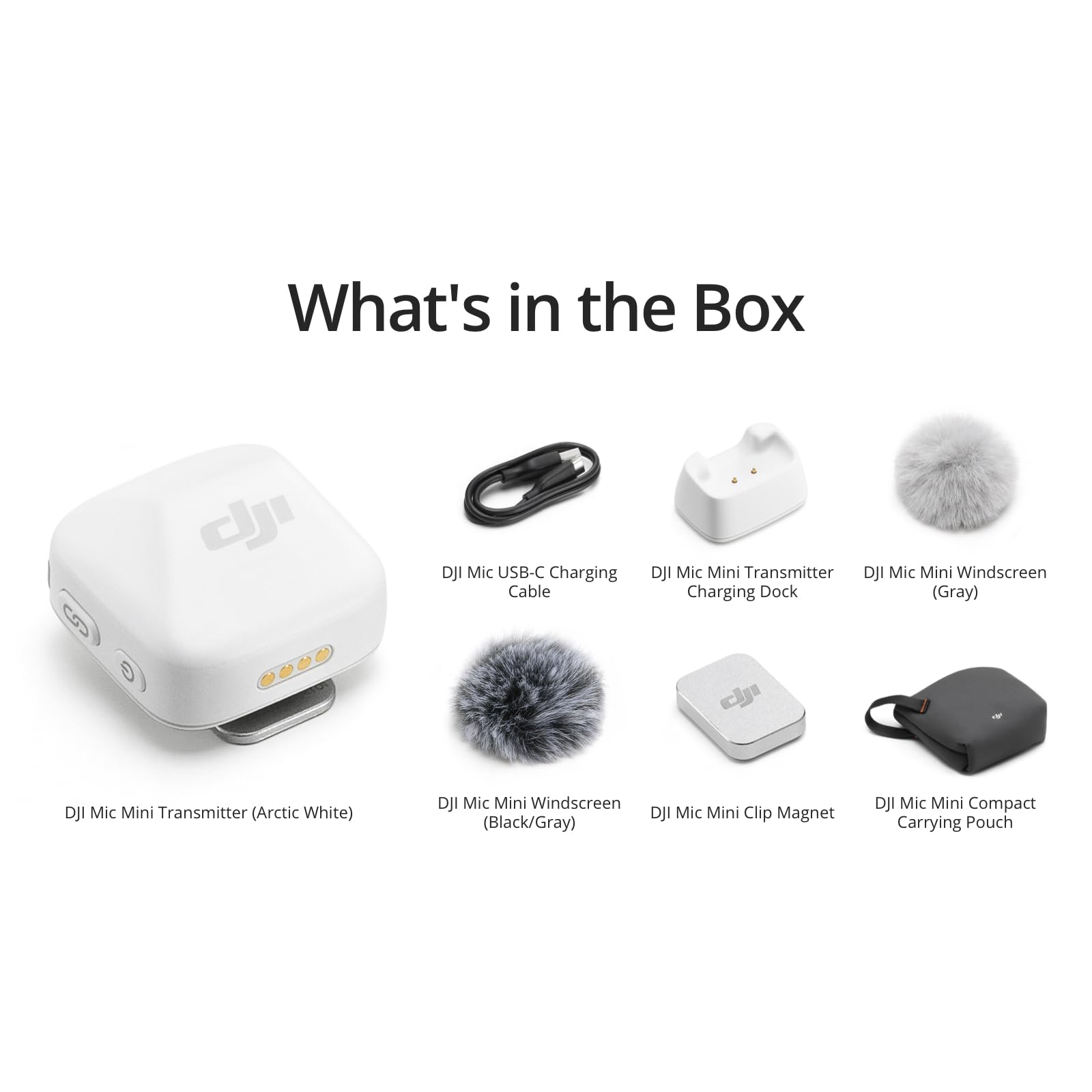 DJI Mic Mini Wireless Microphone (Arctic White) - Ultra Lightweight Noise Cancelling Lavalier Mic for iPhone, Android, Camera - Perfect for Vlogging, Live Streaming & Content Creation