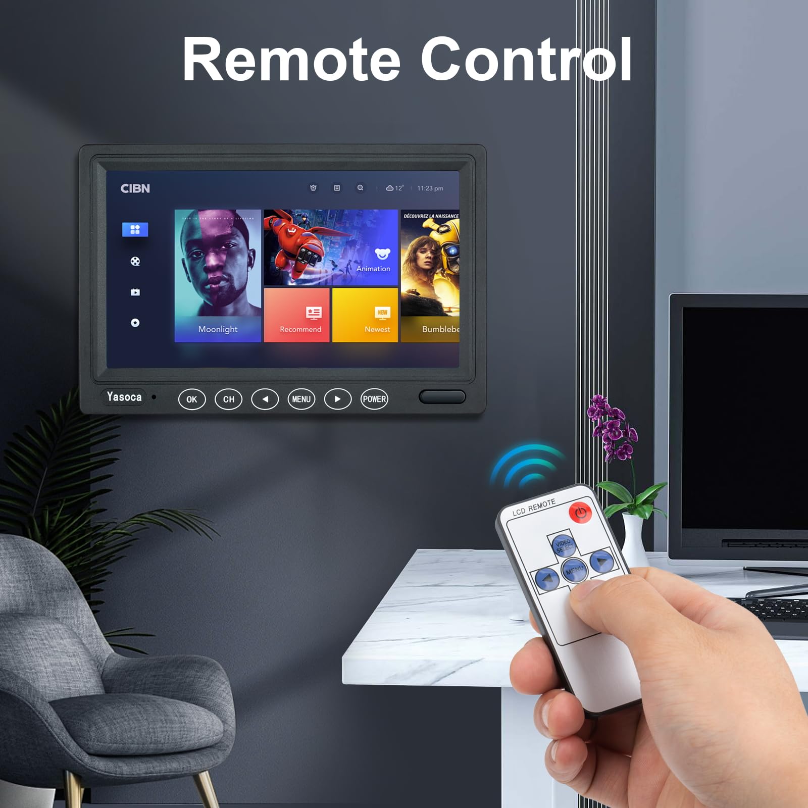 7 Inch Portable HDMI Monitor - 1024x600 Resolution IPS Screen with Built-in Speakers & Remote Control | HDMI/VGA Input for Gaming, CCTV Security, Raspberry Pi, PC | Perfect for Home Office, DIY Projects & On-the-Go Use