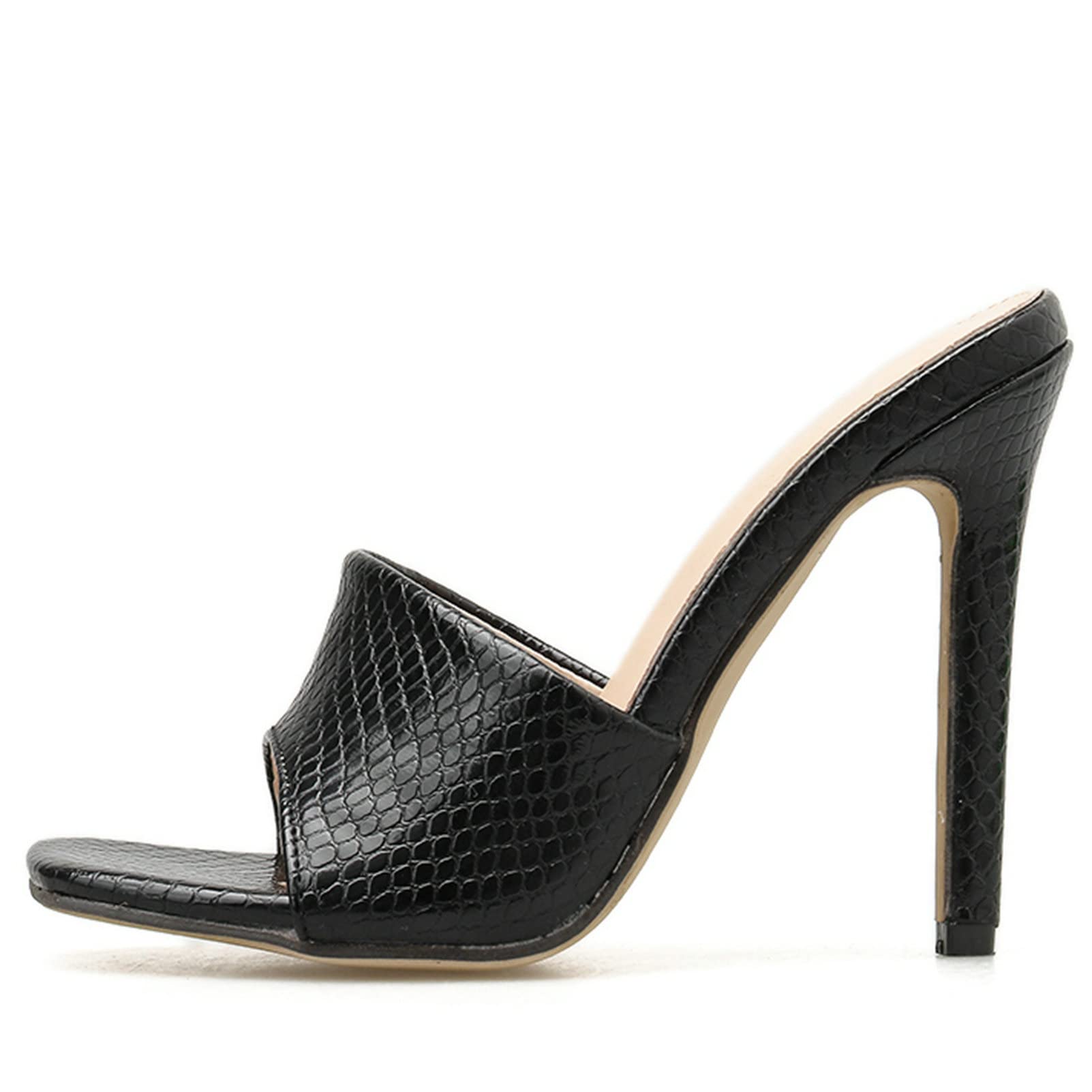 Meefit Women's Open Toe Stiletto Mule Sandals - 3 Inch High Heel Backless Slide Slippers for Party, Wedding & Evening Dress Outfits