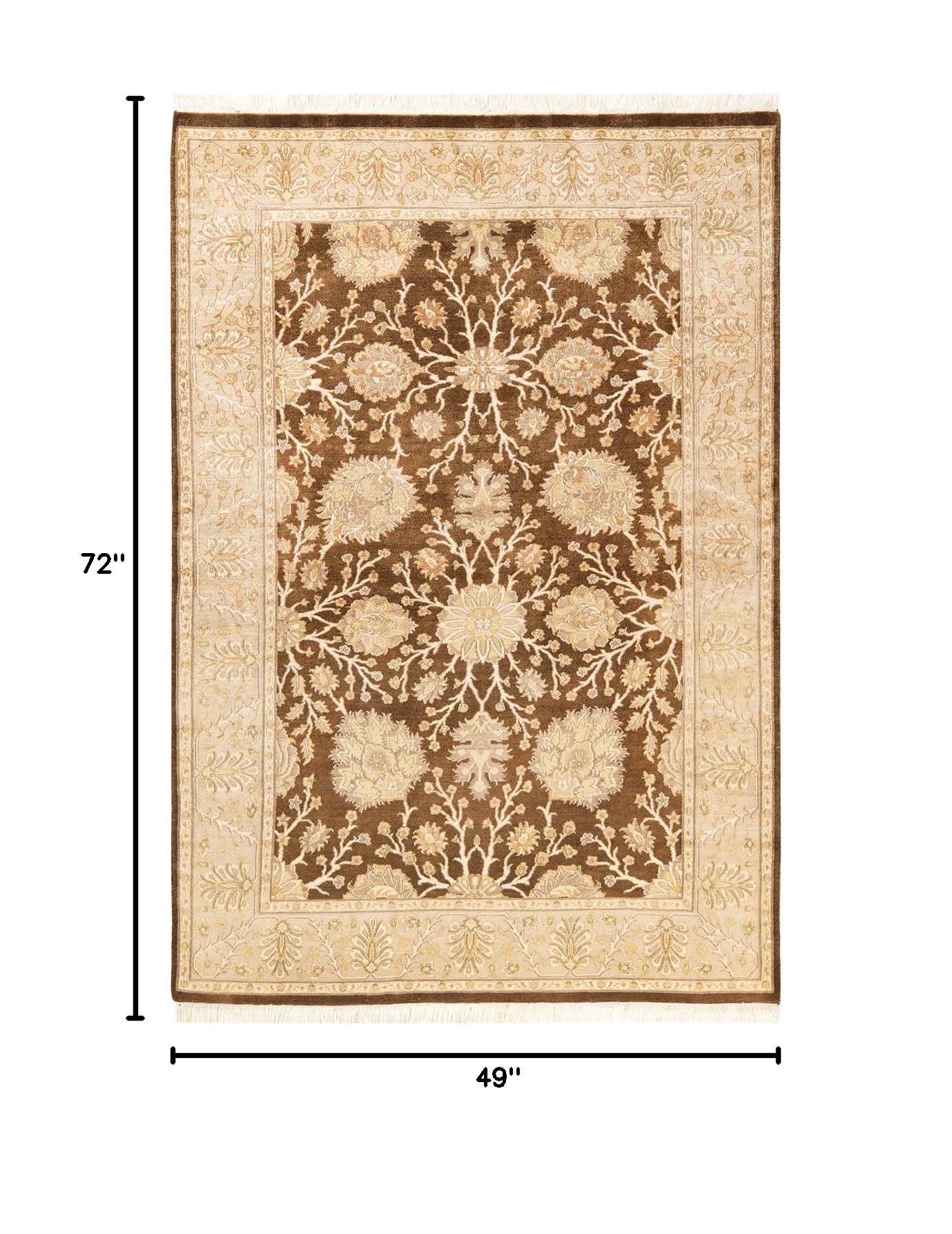 Handmade Wool Traditional Floral Mogul Yellow 4x6 Area Rug - Solo Rugs One of a Kind Hand Knotted - Perfect for Living Room, Bedroom, or Home Decor