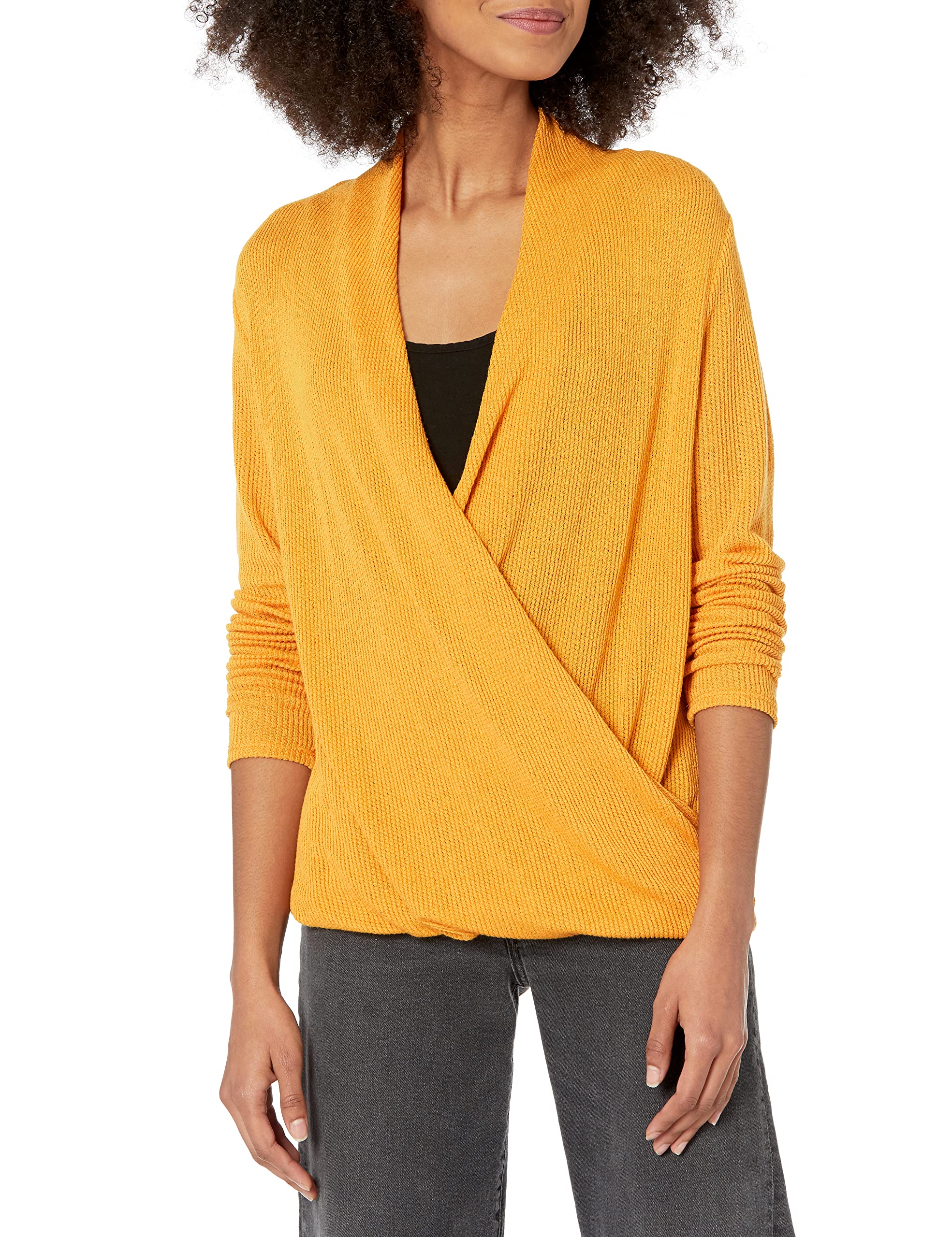 Women's Cable Knit Lightweight Long Sleeve Wrap Top - V-Neck Pullover Sweater with High/Low Hem | Perfect for Fall Layering, Office Wear & Casual Outfits