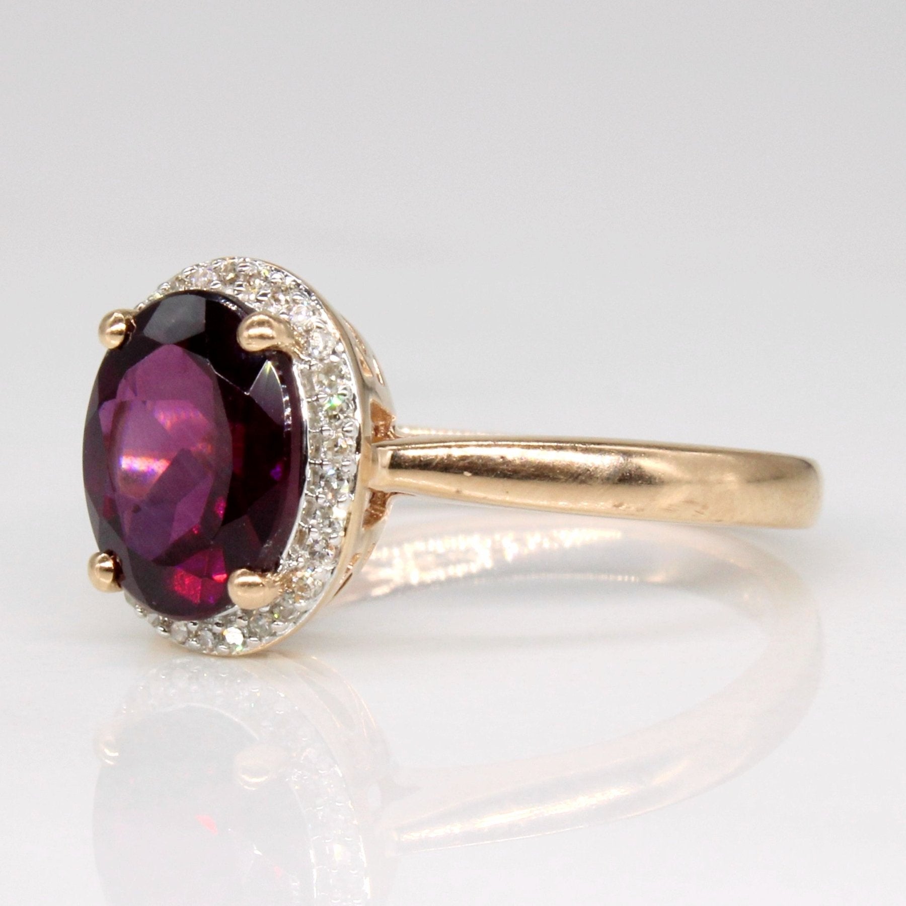 Michael Hill 2.10ct Garnet & Diamond Halo Ring with 0.08ctw Diamonds - Size 7 | Elegant Valentine's Day Gift, Anniversary Jewelry, or Special Occasion Statement Piece