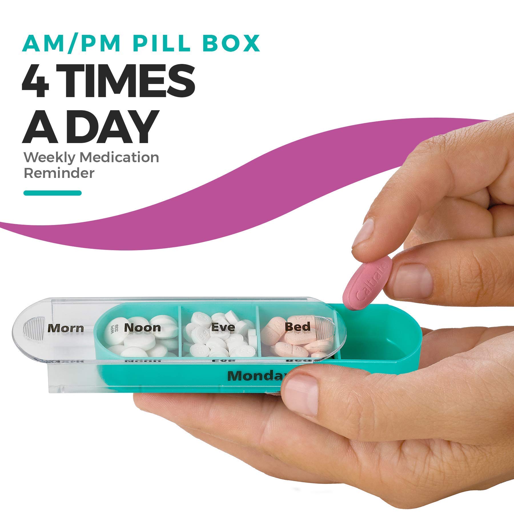 Premium Stackable Daily Pill Organizer 2-Pack - 7-Day AM/PM Weekly Medication Reminder with 4 Daily Compartments - Ideal for Vitamins, Supplements & Travel - Perfect for Home, Office & Vacation Use