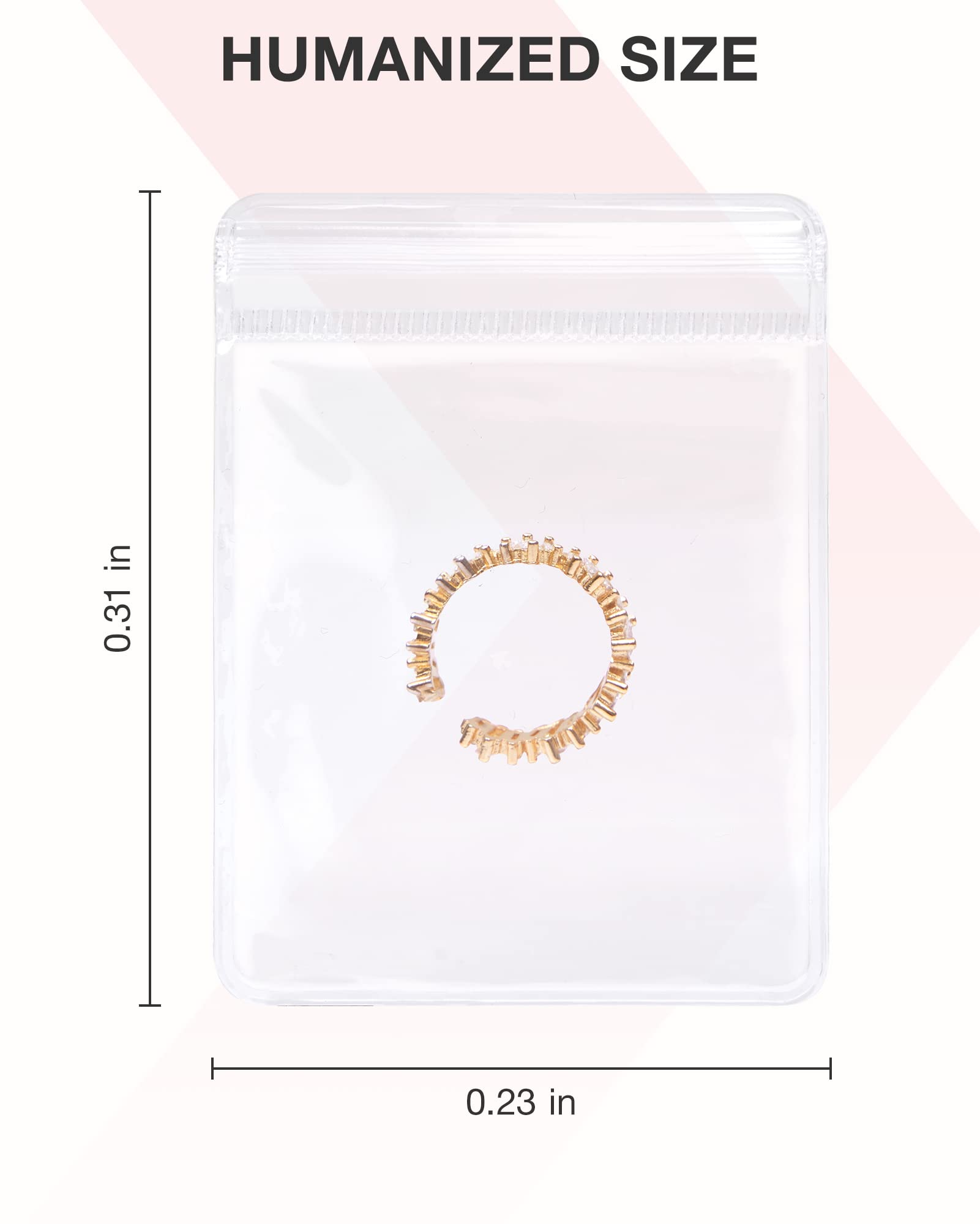 BAGSMART 50-Pack 2x3 Inch Small Clear Ziplock Jewelry Bags - PVC Earring Storage Pouches, Transparent Plastic Organizer for Rings, Necklaces & Bracelets - Perfect for Jewelry Display, Travel & Craft Organization (Hanging Bag Not Included)