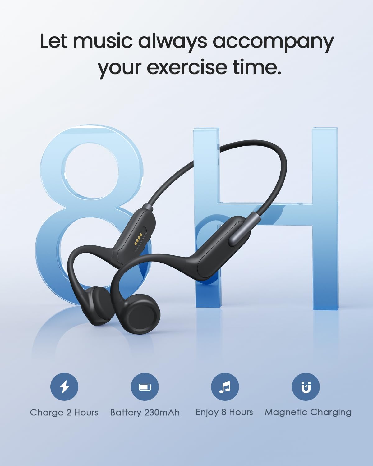 Bluetooth Bone Conduction Headphones - Wireless Open Ear Headphones with Mic, IPX8 Waterproof for Swimming & Workouts | Comfortable Sports Earbuds for Running, Cycling & Outdoor Activities