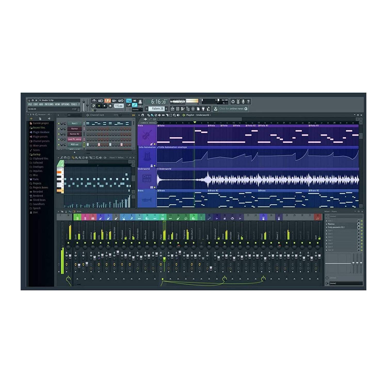 FL Studio 20 Producer Edition DAW Software Bundle with Studio Headphones & USB Hub - Music Production, Podcasting & Home Recording Starter Kit