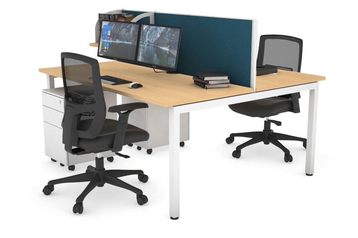 Quadro Square Legs 2 Person Office Workstation Desk - 1200L x 700W Modern Shared Workspace Solution for Home & Business Offices