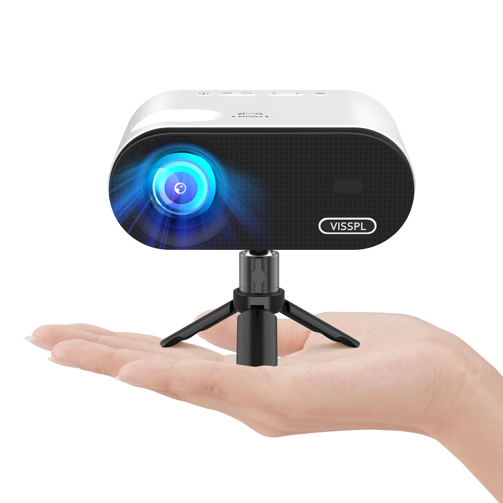 VISSPL Mini Projector with WiFi & Bluetooth - Full HD 1080P Portable Outdoor Projector with Tripod, Home Theater Movie Projector Compatible with Android/iOS/Windows/TV Stick/HDMI/USB - Perfect for Backyard Movies, Camping & Home Entertainment