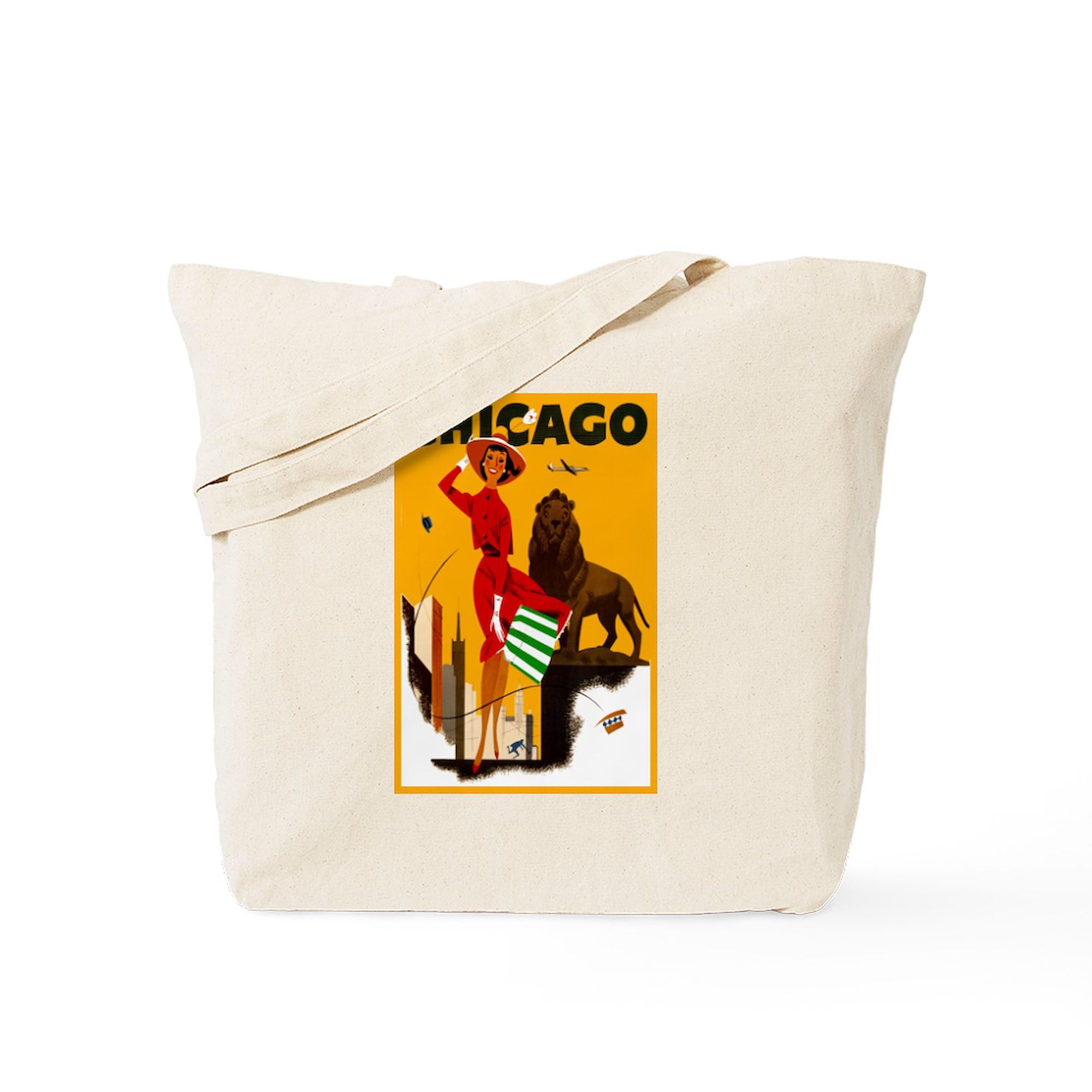 Vintage Chicago Travel Tote Bag - Natural Canvas Reusable Shopping Bag for Groceries, Beach & Daily Use | CafePress