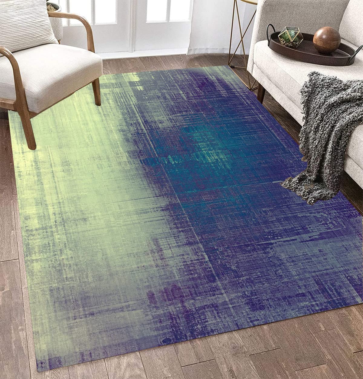 Modern Abstract Bohemian Chic 5x7 Large Area Rug - Washable Distressed Indoor Carpet for Living Room, Bedroom, Dining Room & Home Office | Perfect for Boho Decor & Cozy Spaces
