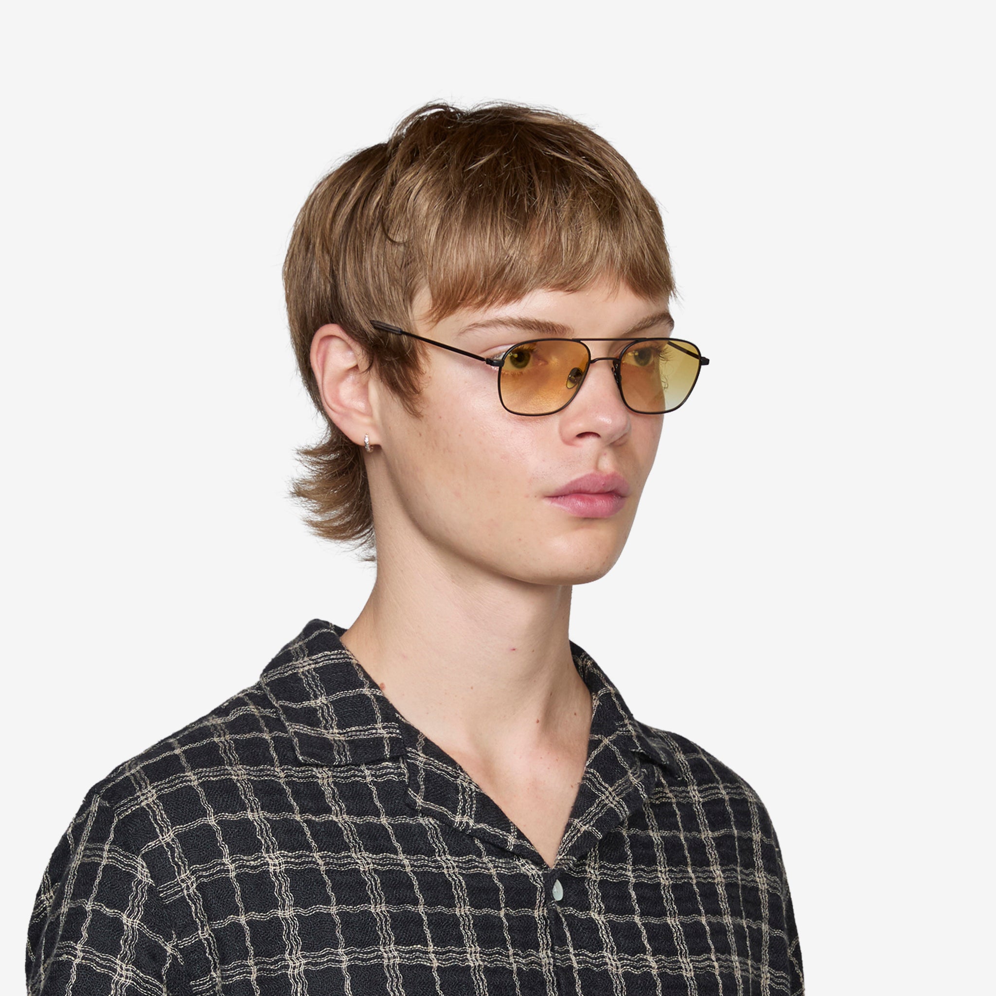 Dion Matte Black Sunglasses with Yellow Gradient Lens - Stylish UV Protection for Outdoor Sports & Driving