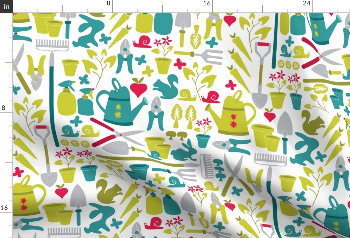 Premium Spoonflower Fabric - Gardening Tools & Spring Farming Print on Velvet Upholstery Fabric by The Yard | Home Decor, Apparel & DIY Projects for Garden Enthusiasts