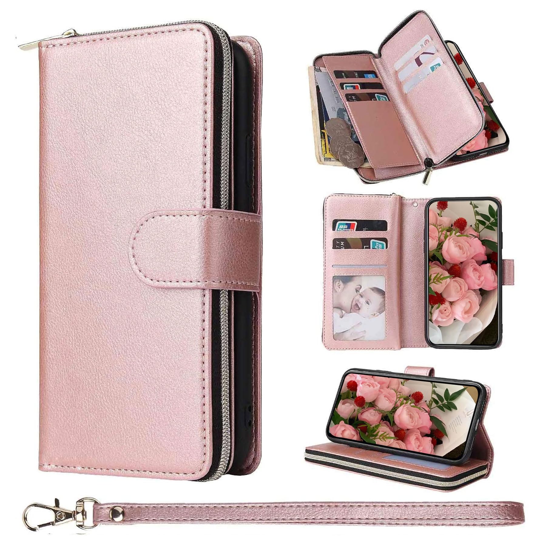 Premium 9-Card Leather Wallet Case for Samsung Galaxy A Series - Slim RFID Blocking Protective Cover with Kickstand (Perfect for Travel, Work & Everyday Use)