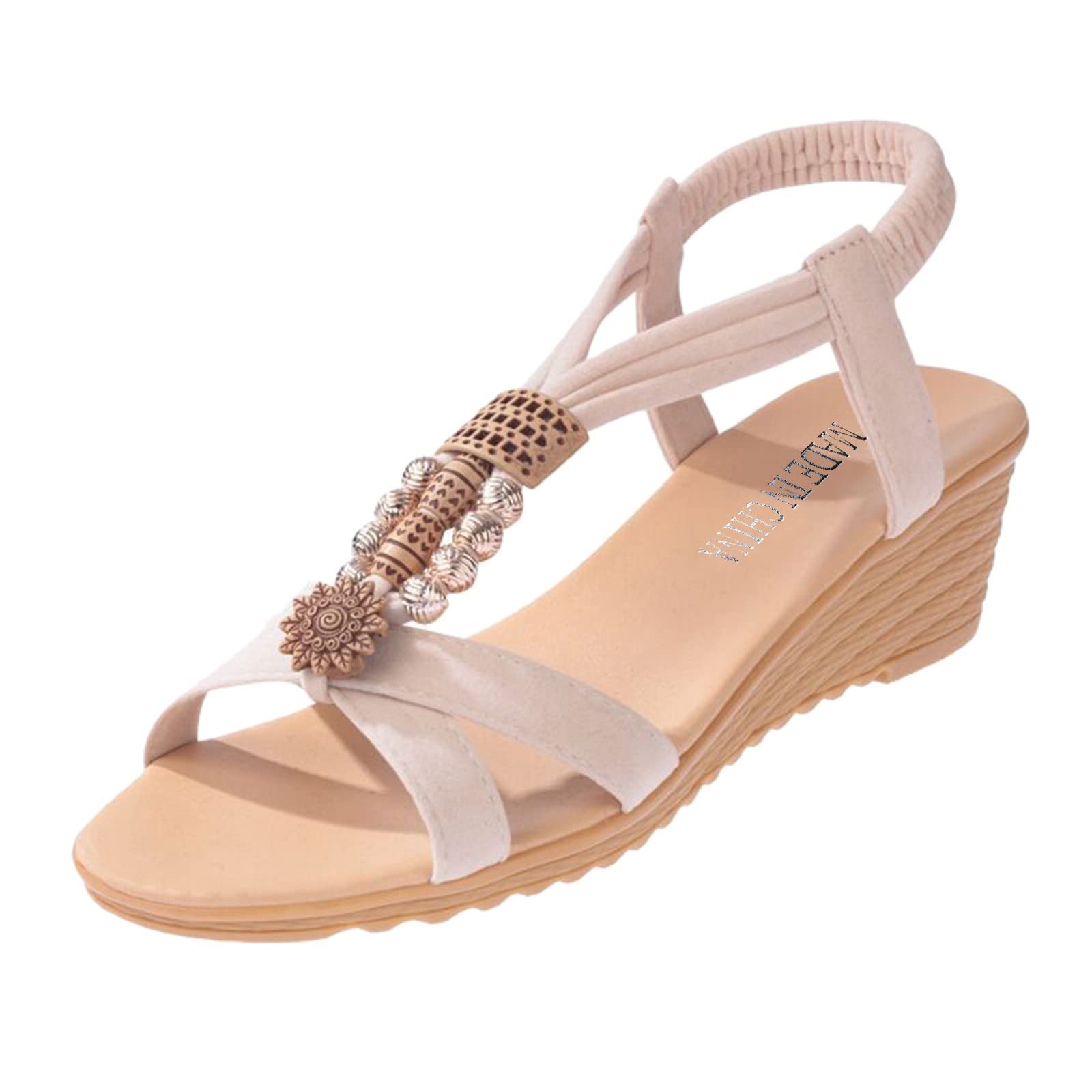 Women's Open Toe Gladiator Sandals Size 8 - Flat Heel Summer Sandals for Casual Wear, Beach & Vacation