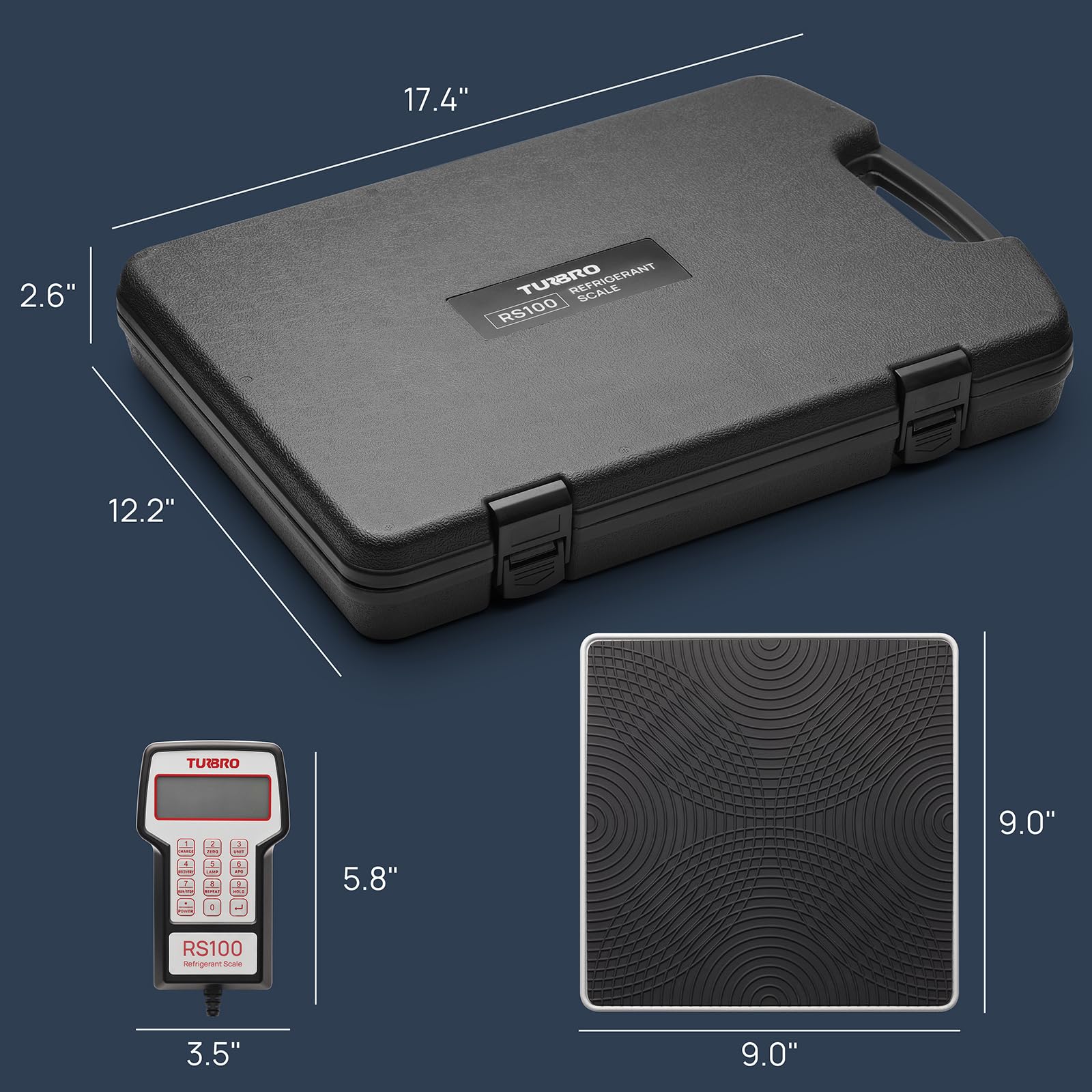 TURBRO Digital Refrigerant Scale with Wired Controller - Freon Charging & Recovery Scale, 4 Measurement Units, Memory Function, 220 lb Capacity for HVAC & Automotive AC Systems - Perfect for Professional Technicians and DIY Car Maintenance