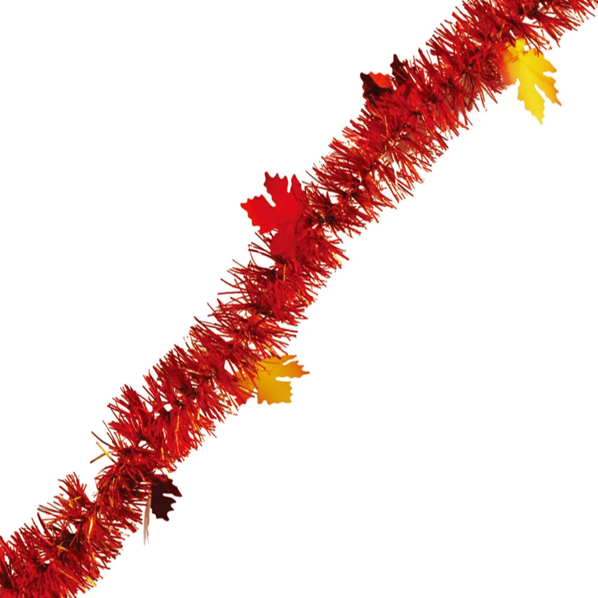 9' Thanksgiving Tinsel Garland with Maple Leaves - 2 Festive Styles for Holiday Home Decor, Table Centerpiece & Fall Party Decoration