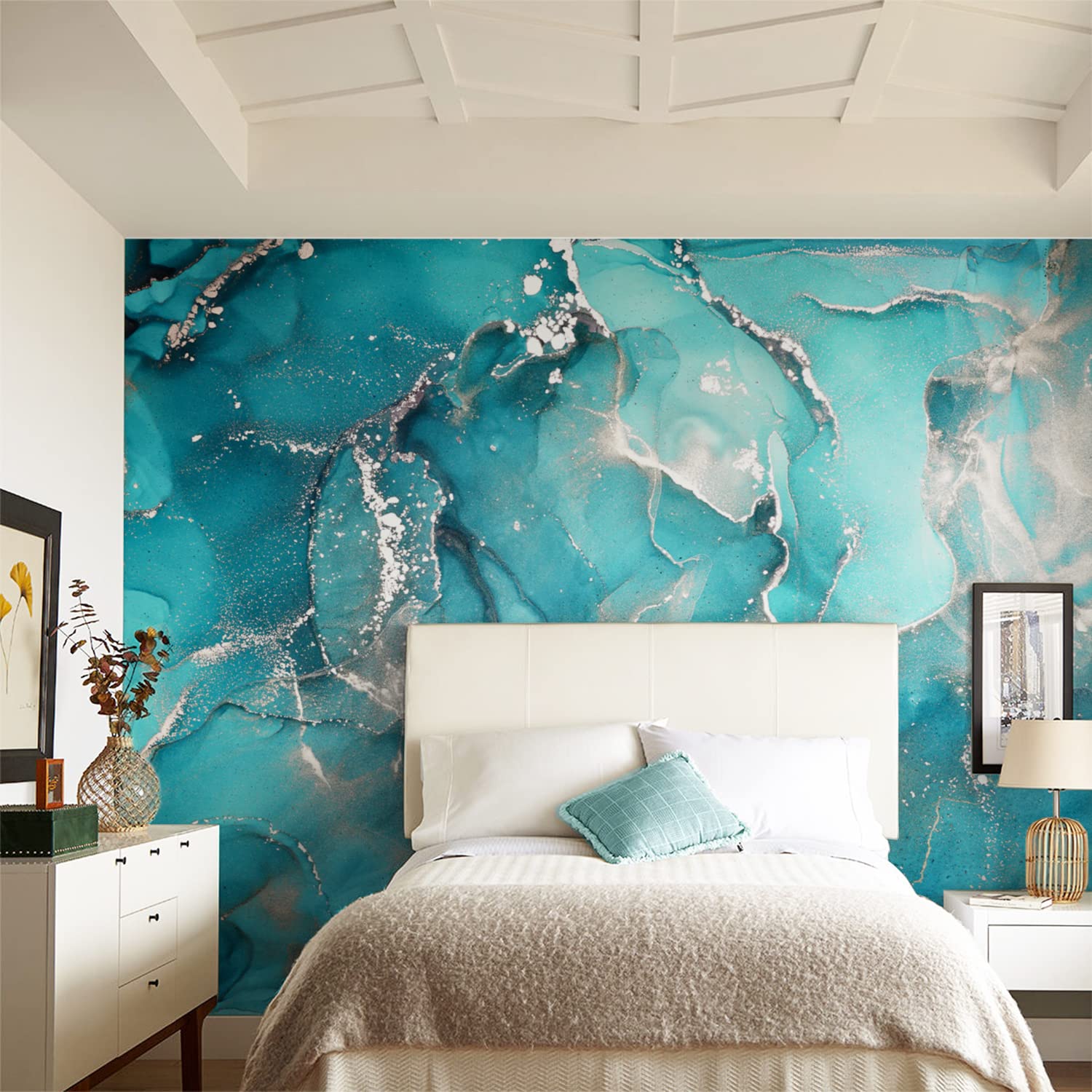 Funlife Peel and Stick Art Deco Marble Wall Mural - Self-Adhesive Large Wallpaper for Bedroom, Living Room, Office Decor - 15.74