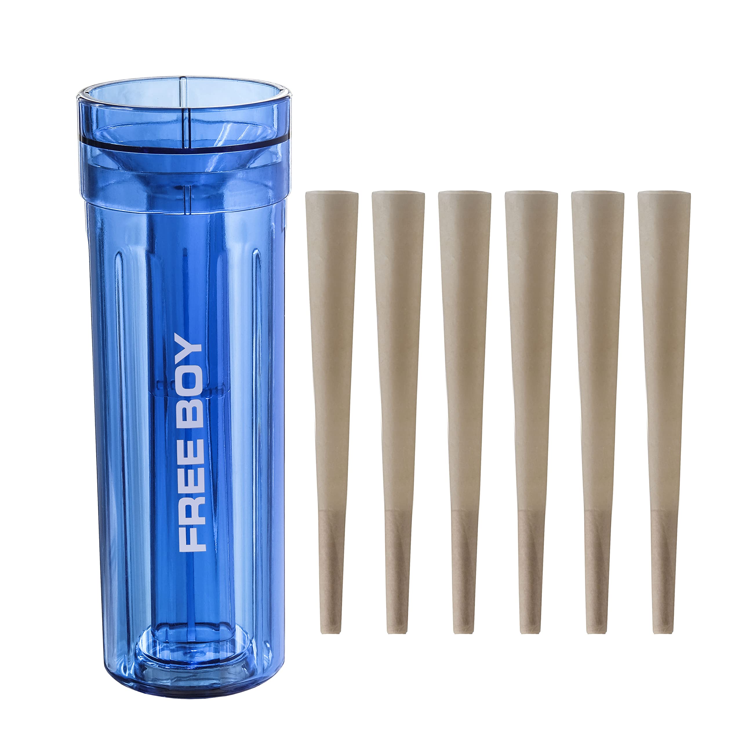 King Size Pre Roll Machine - Free Boy Cone Loader with 6 Transparent Pre Rolled Cones (Blue) | Perfect for Rolling & Filling King Size Cones at Home or Parties