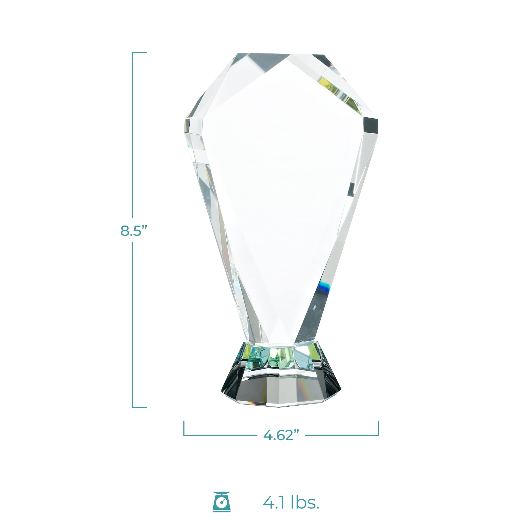 Baudville Custom Engraved Prism Crystal Trophy - Employee Recognition Award with Gift Box - Perfect for Corporate Awards, Milestone Celebrations & Team Appreciation Events