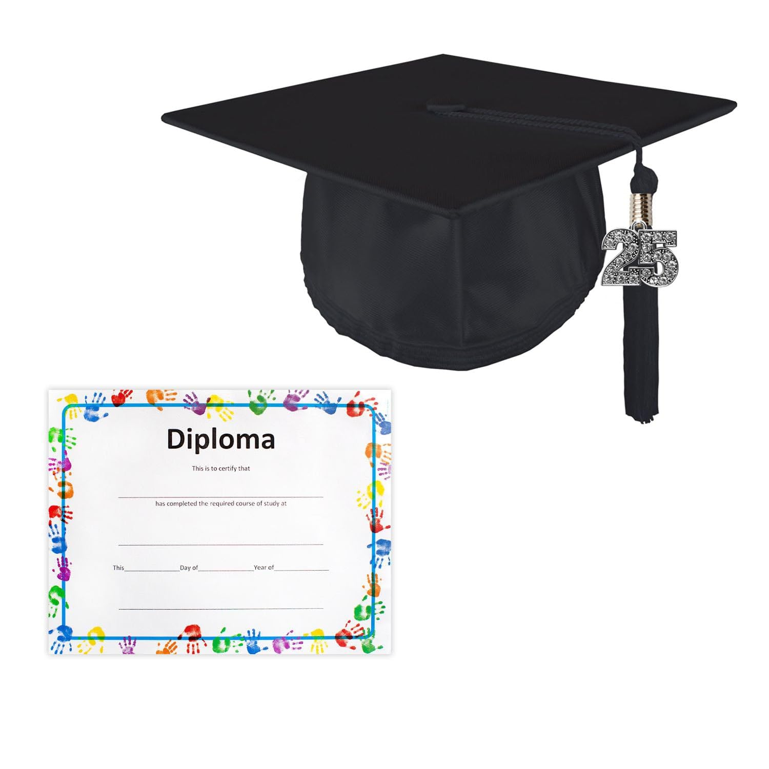 Kindergarten & Preschool Graduation Cap Set - Shiny Unisex Cap, Bling Tassel & Diploma Certificate for Boys & Girls | Perfect for Preschool Ceremonies, Photo Shoots & First Graduation Celebrations
