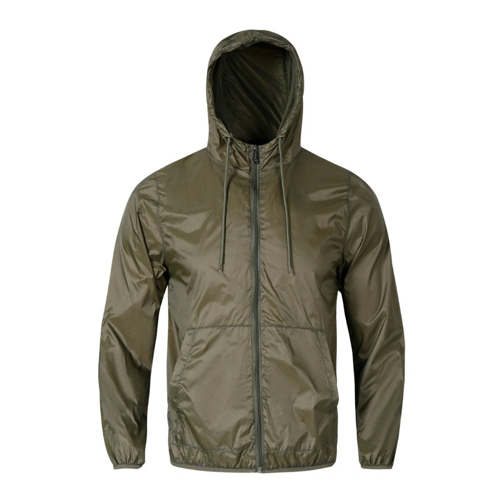Lightweight Men's Packable Full Zip Windbreaker Jacket - Water-Resistant & Breathable for Outdoor Hiking, Running, and Travel