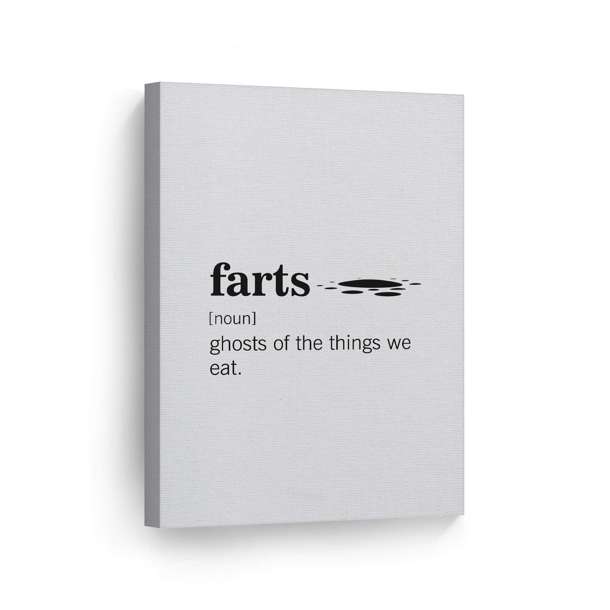 Funny Fart Definition Canvas Print - Smile Art Design Noun Dictionary Quote Bathroom Wall Decor - Ready to Hang 36x24 - Perfect for Toilet Humor & Bathroom Art - Made in USA