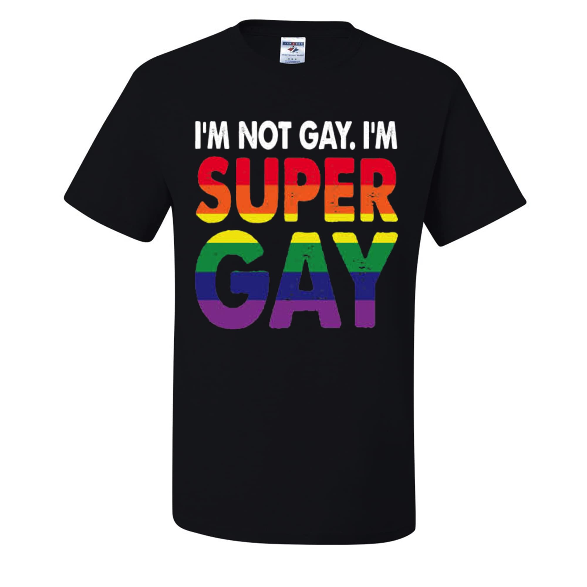 Not Gay Super Gay Men's T-Shirt - Funny LGBTQ Pride Graphic Tee for Casual Wear & Pride Events