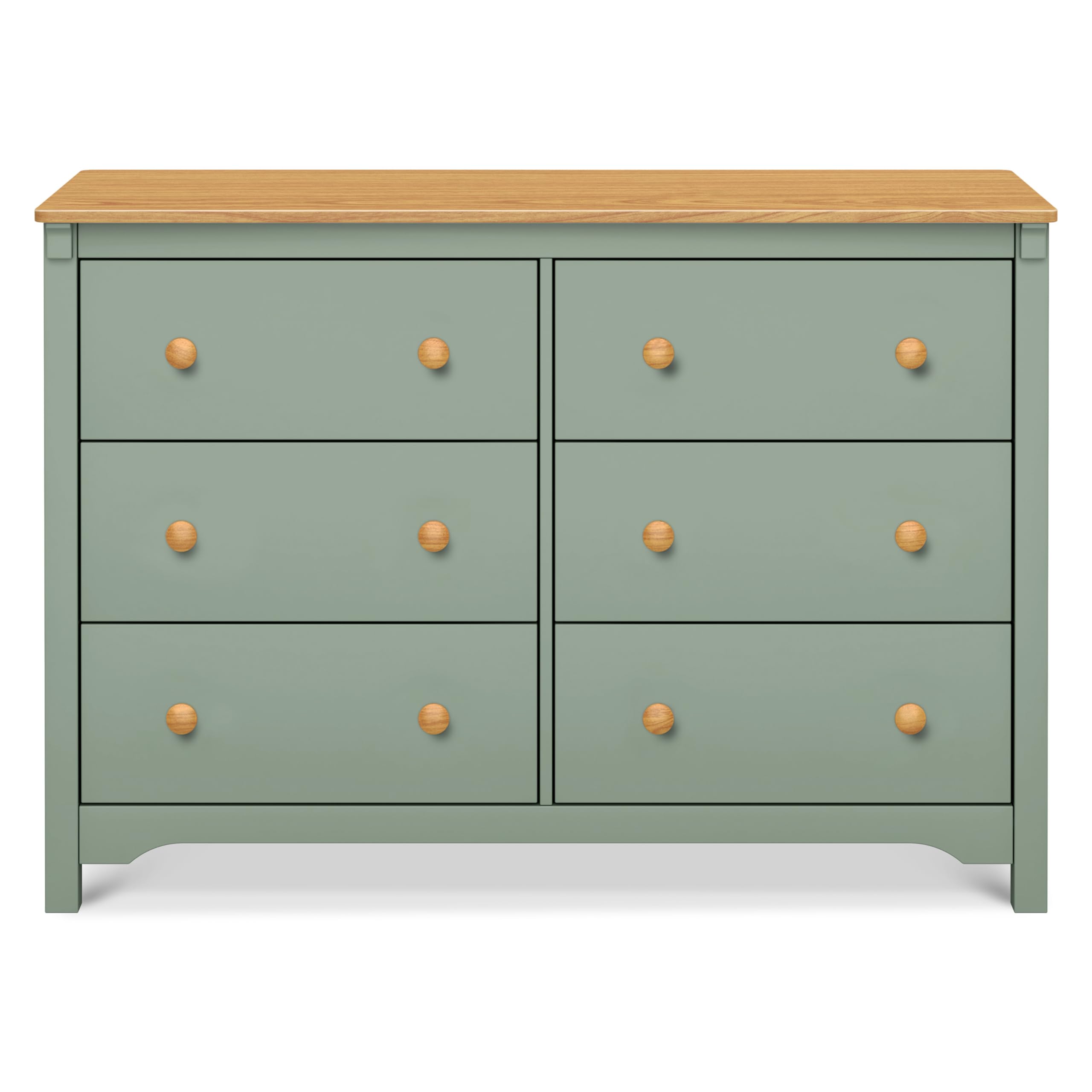 DaVinci Shea 6-Drawer Dresser in Light Sage & Honey - GREENGUARD Gold Certified Non-Toxic Nursery Furniture for Baby & Kids Room Organization