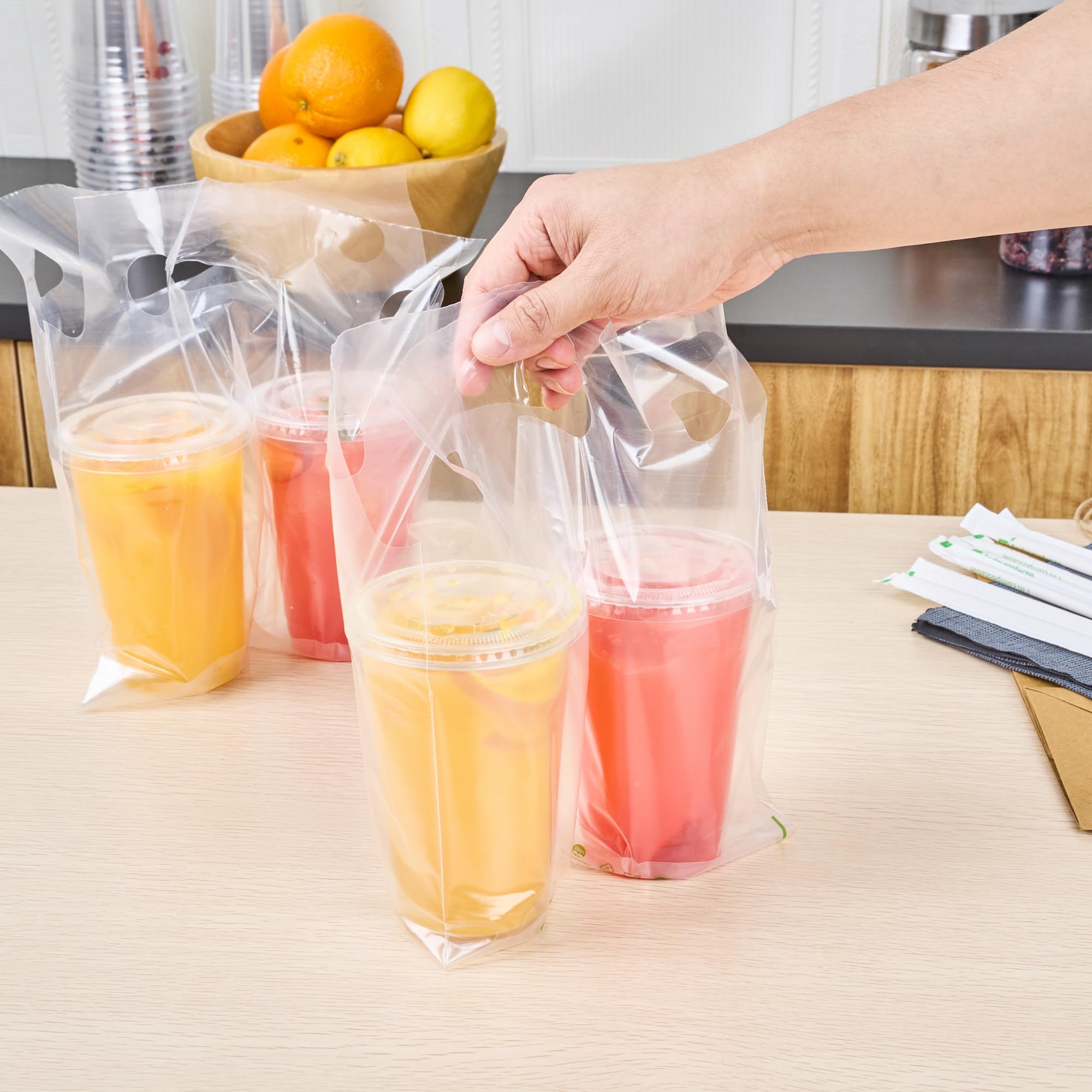 Restaurantware 100-Pack Clear Disposable Plastic Drink Carriers with Handles - Double Cup Holder for Coffee, Tea & Juice Delivery - Perfect for Takeout, Catering & Food Service Businesses