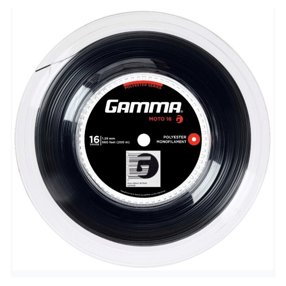 Gamma AMP Moto 16/1.29 Tennis String Reel (Black) - Professional Tennis String for Racquet Restringing | Perfect for Competitive Players & Club Tennis