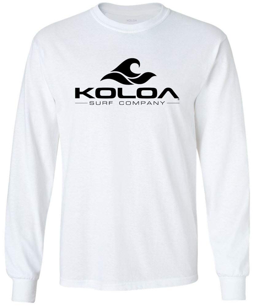 Koloa Surf Wave Logo Long Sleeve Heavy Cotton T-Shirt for Men - Regular, Big & Tall Sizes - Comfortable Surfing & Casual Wear Shirt