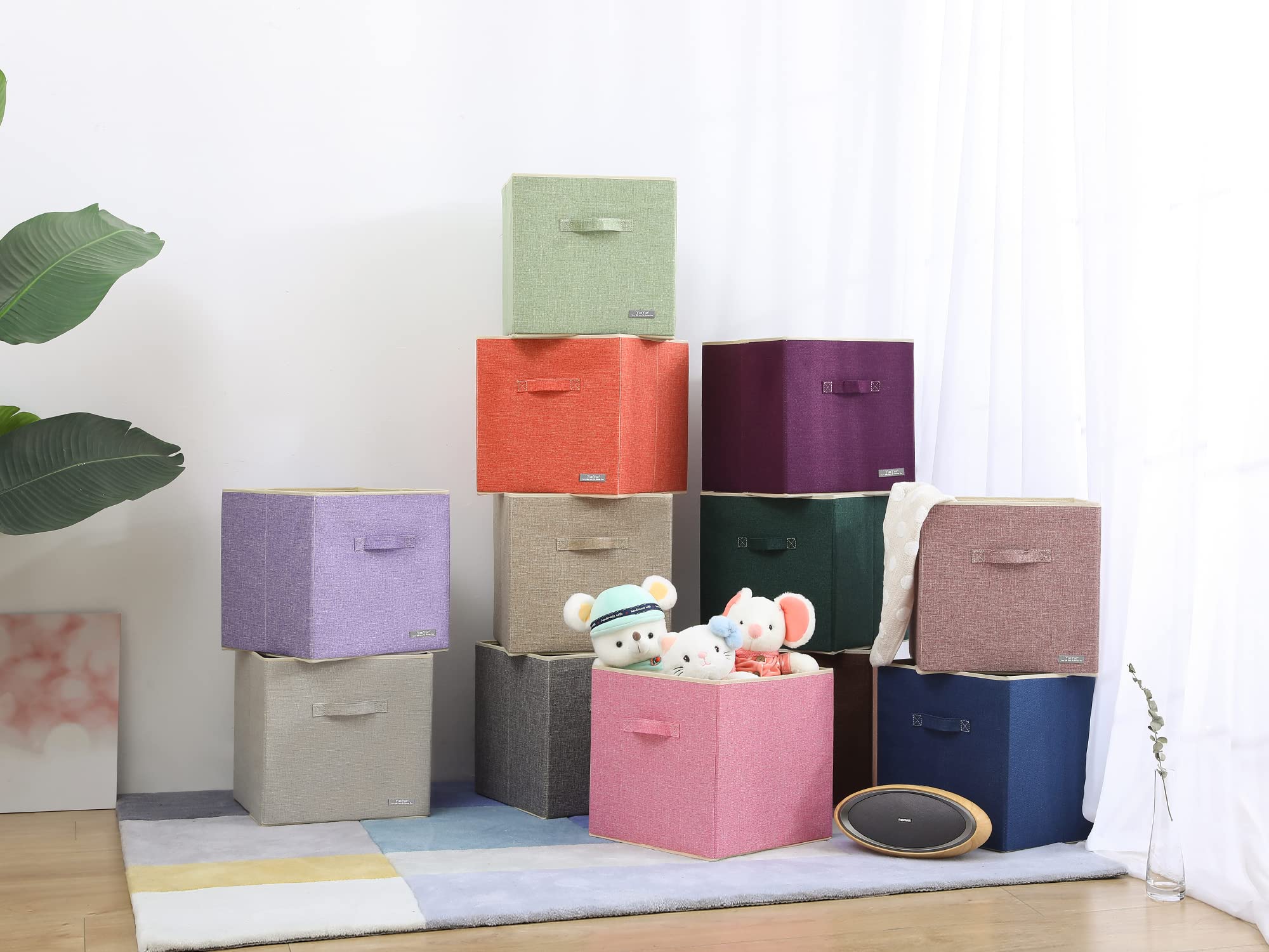 Foldable Fabric Storage Bins 2-Pack - 13x13x13 Inch Pink Collapsible Cube Organizer for Closet, Shelves & Home Organization - Perfect for Toys, Books & Laundry Storage