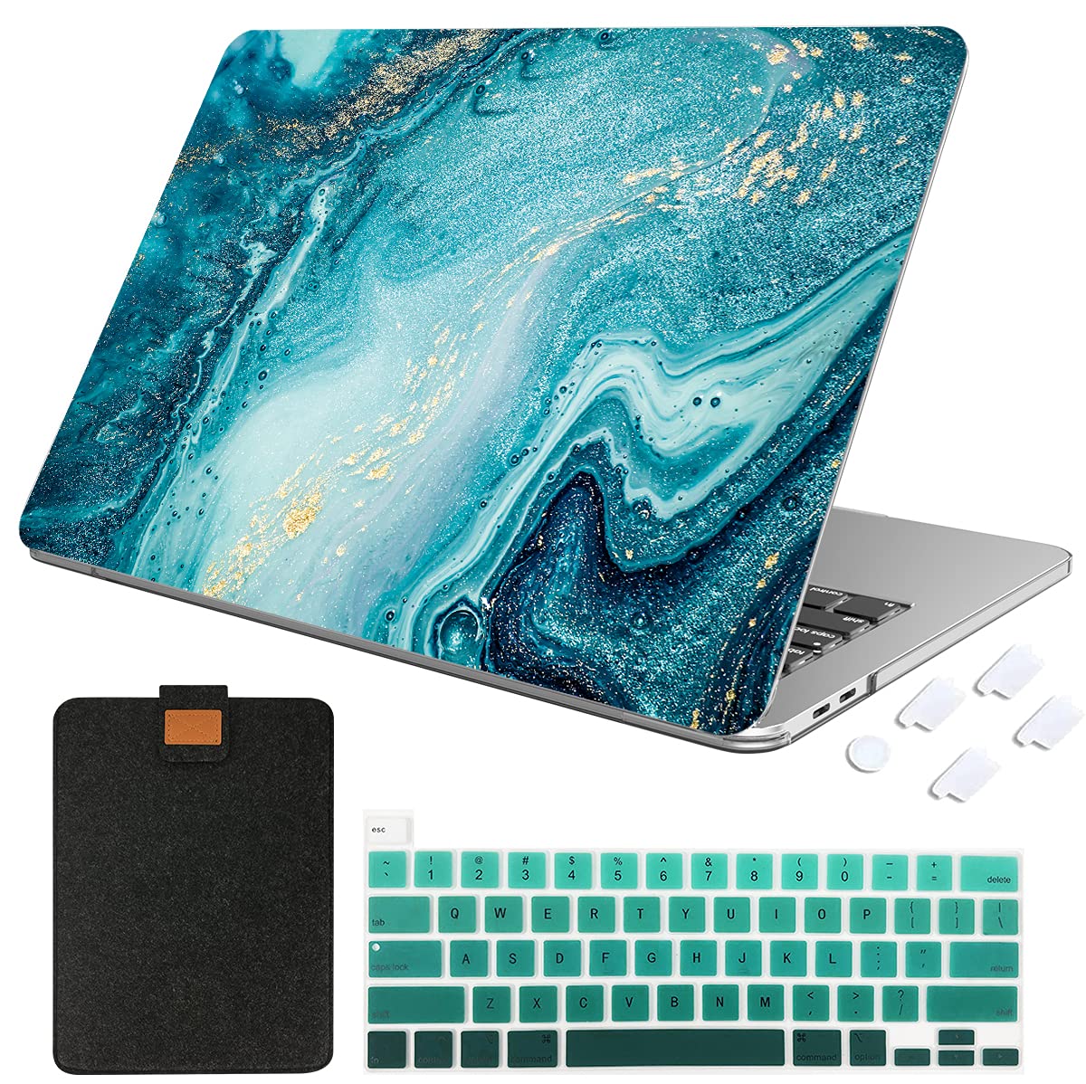 MAITTAO MacBook Pro 13 inch Case 2020 - Hard Plastic Shell Cover with Laptop Sleeve Bag & Keyboard Protector for M1 A2338 A2289 A2251 Models (Blue Marble) - Perfect for Work, Travel, and School Protection