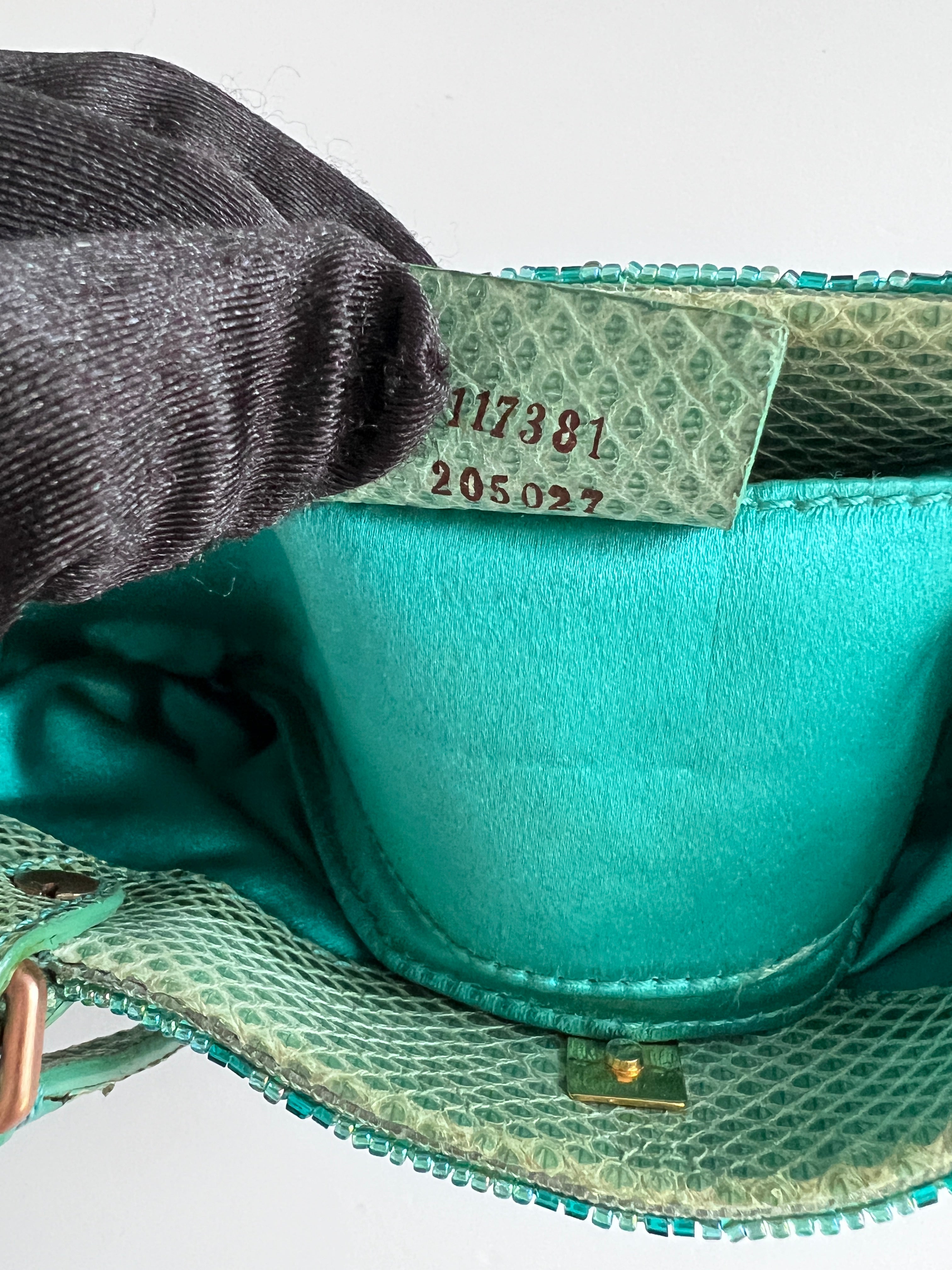 Gucci GG Nonogram Crystal Beaded Lizard Skin Handbag in Turquoise - Luxury Designer Crossbody Bag for Women, Perfect for Evening Parties & Special Occasions