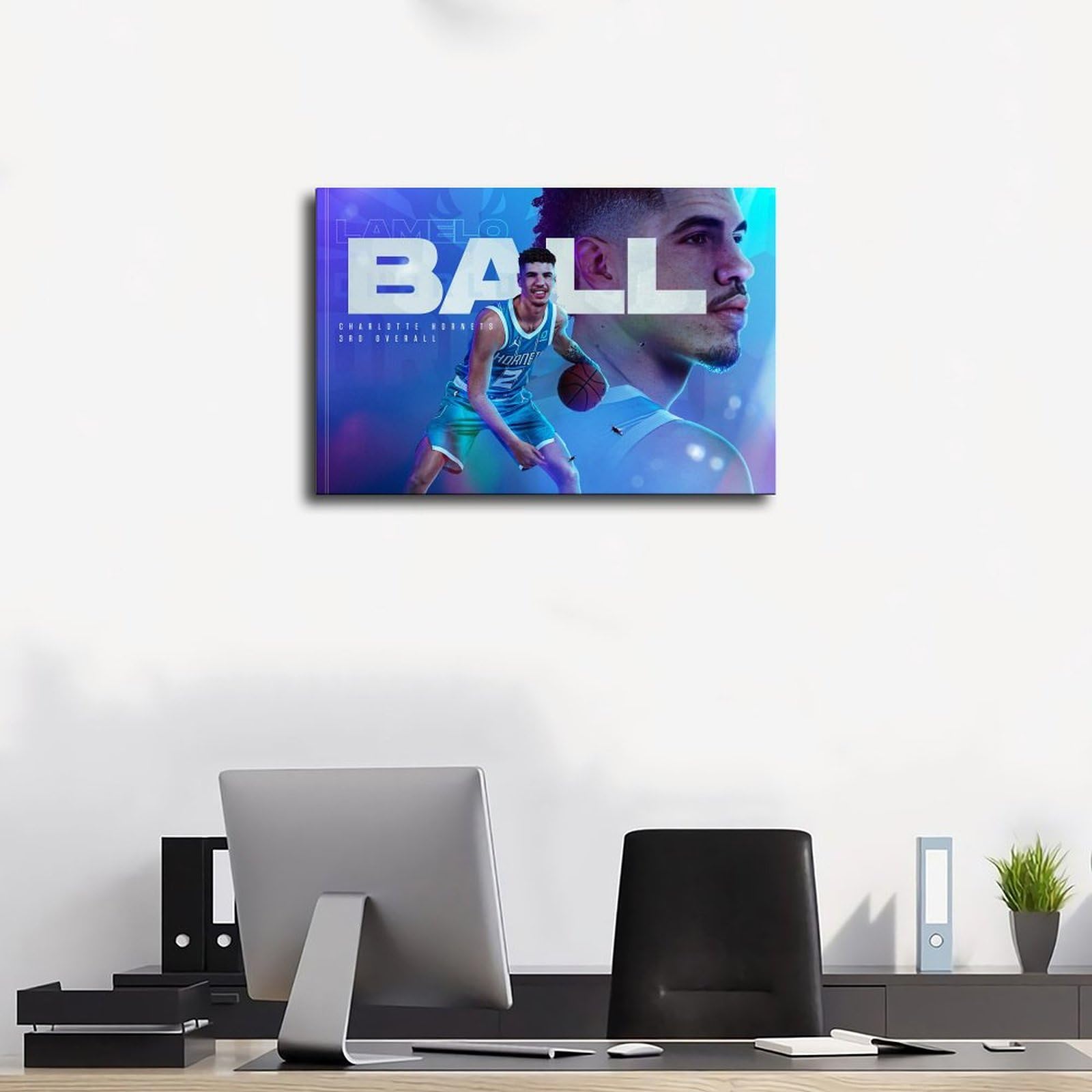 BAVIEN LaMelo Ball Basketball Poster - 24x36 Inch (60x90cm) Canvas Wall Art for Sports Fans - Perfect for Bedroom, Office & Man Cave Decor - Great Gift for NBA Lovers