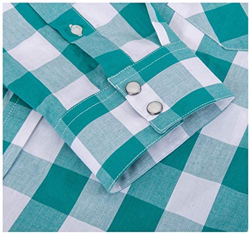 Men's Western Snap Button Plaid Long Sleeve Shirt - Regular Fit Casual Wear for Cowboy, Rodeo & Country Style Outfits