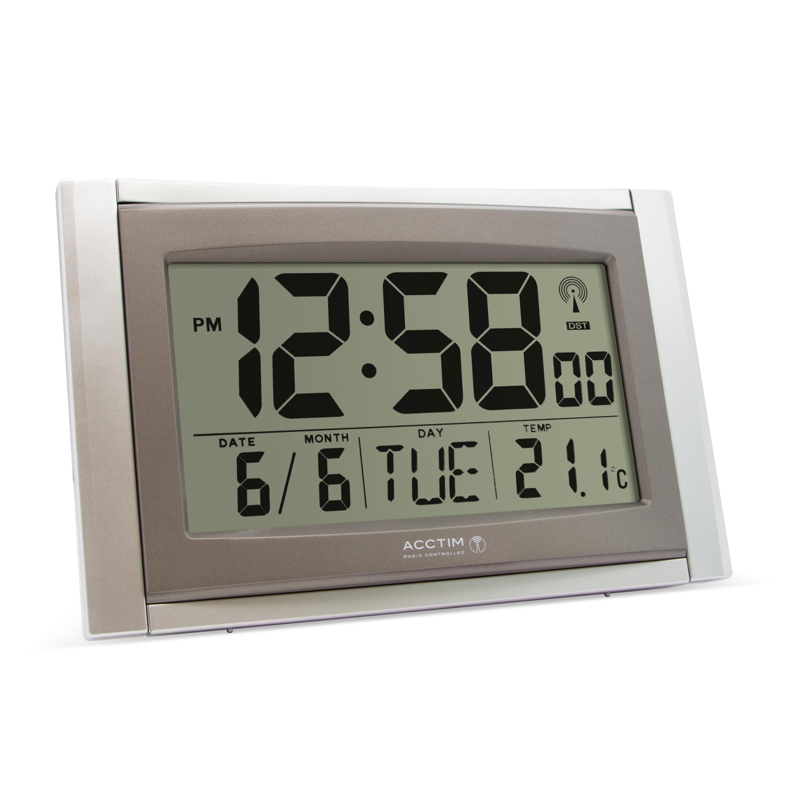 Stratus Smartlite Wall and Desk Clock - Silver | Modern Digital Alarm Clock with LED Display, USB Charging Port & Night Light | Perfect for Bedroom, Office, and Home Decor