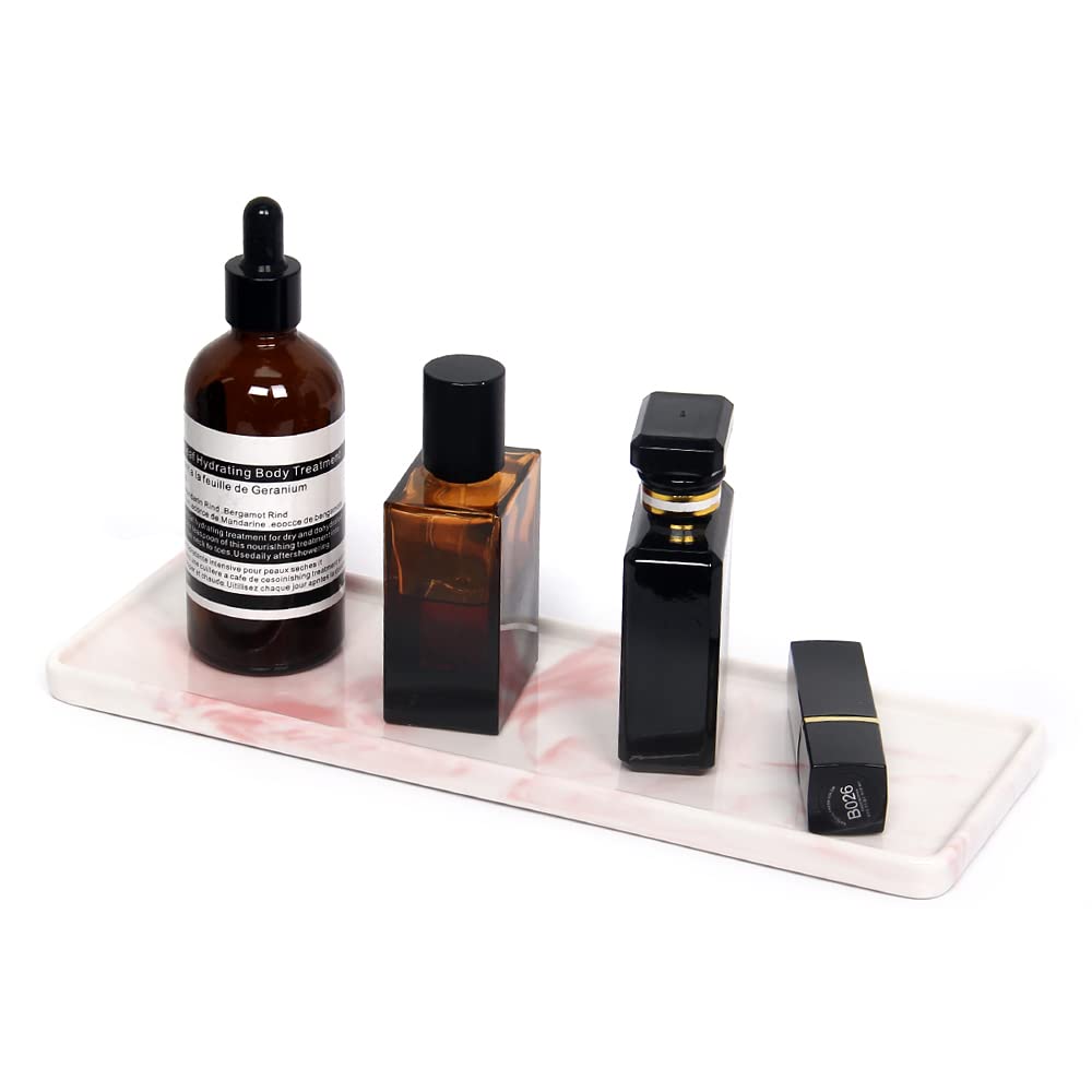 Ceramic Marble Bathroom Sink Tray - Vanity Countertop Organizer for Soap, Jewelry & Candles | Elegant Decorative Tray for Bathroom, Kitchen & Bedroom Decor | Perfect for Home, Hotel & Spa Organization