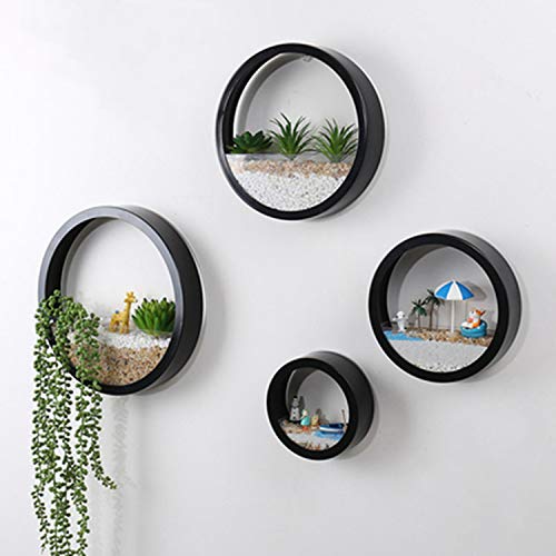 Vintage Round Metal Wall Planter Set of 4 - Black Iron Globe Hanging Vase for Air Plants, Succulents & Cactus | Retro Home Decor for Living Room, Bedroom, Balcony & Office Spaces