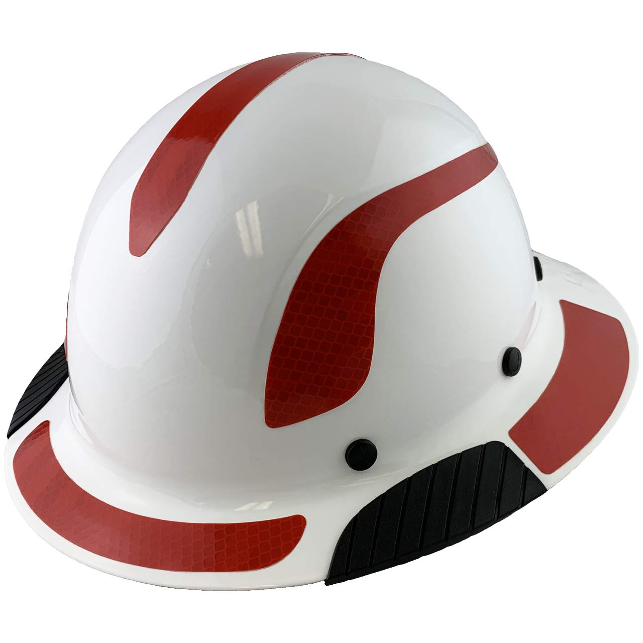 Fiberglass Composite Full Brim Safety Hard Hat - ANSI Certified Lift Helmet with Reflective Decals (White/Red) & Free Tote Bag - Ideal for Construction, Roofing & Industrial Work Safety
