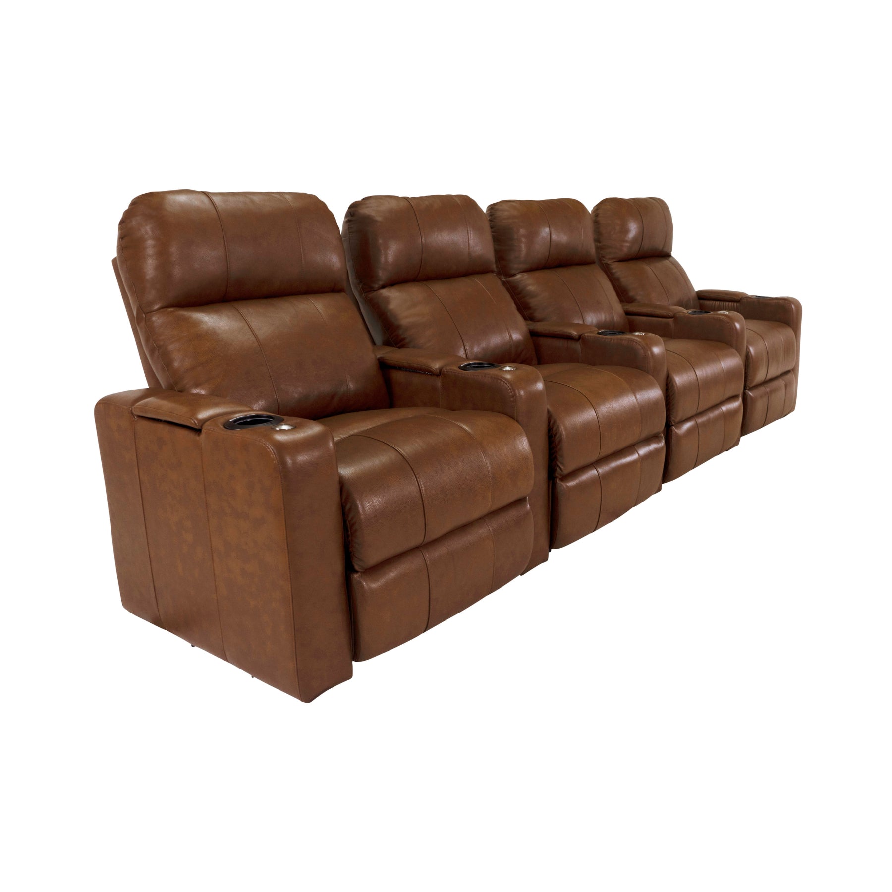 RowOne 4-Piece Recliner Set - Ultra Soft Fabric Sectional Sofa with Cup Holders and USB Ports | Perfect for Living Room, Home Theater, and Family Gatherings