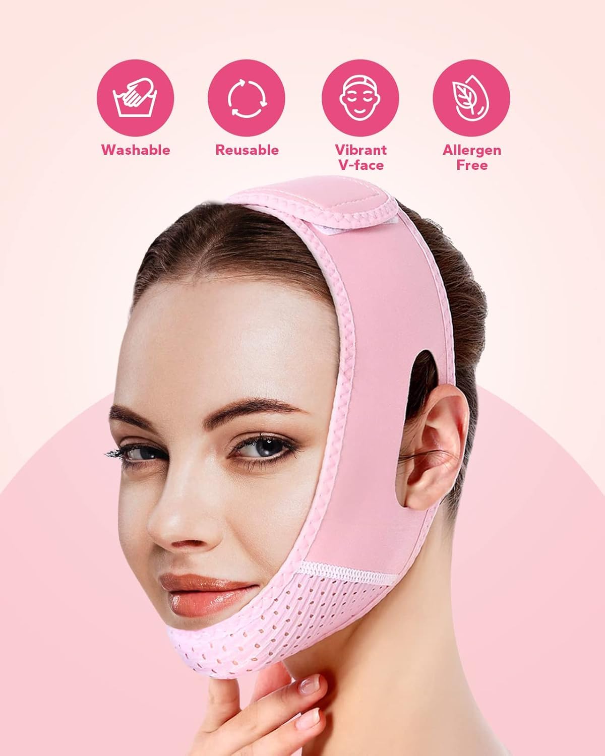 DIVUE Silicone V Face Mask - Face Lift Up Belt for Cheek, Chin & Neck Slimming - Double Chin Reducer for Women & Men - Skin Tightening & Facial Contouring - Perfect for Home Spa, Workout & Daily Skincare Routine