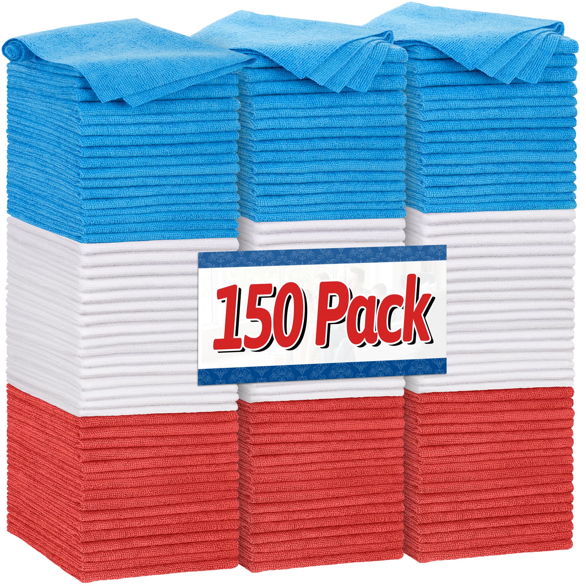 FIXSMITH Microfiber Cleaning Cloths - 150 Pack, 11.5