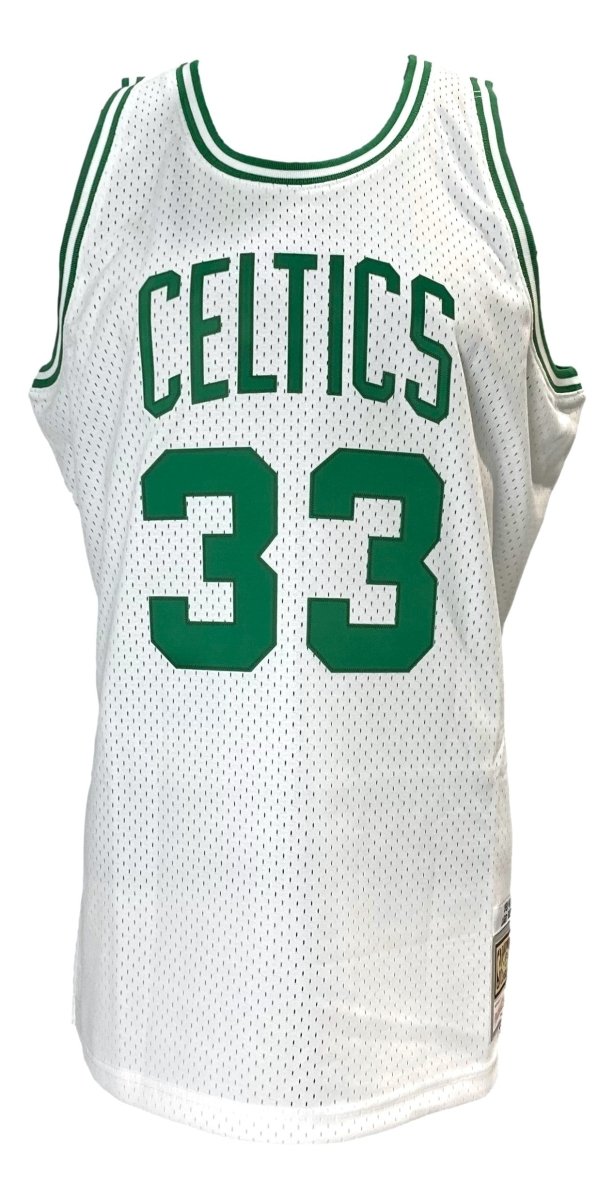 Larry Bird Autographed Boston Celtics White Mitchell & Ness Hardwood Classics Swingman Jersey - Authentic NBA Memorabilia for Collectors and Fans - Perfect for Sports Memorabilia Display, Gifts, and Game Day Outfits