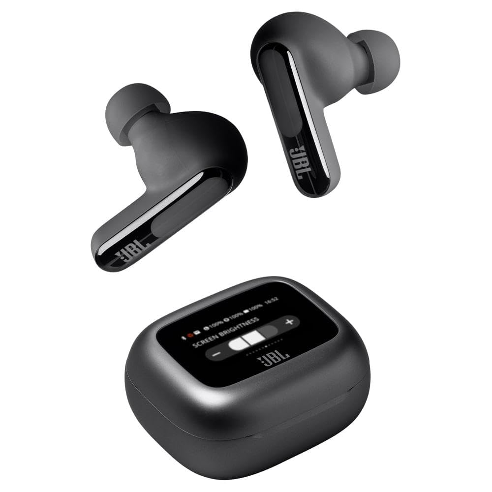 JBL Live Beam 3 True Wireless Bluetooth Earbuds - 48H Battery, Adaptive Noise Cancelling, Hi-Res Audio, IP55 Waterproof, Closed-Back Design (Black) | Perfect for Workouts, Commuting & Travel