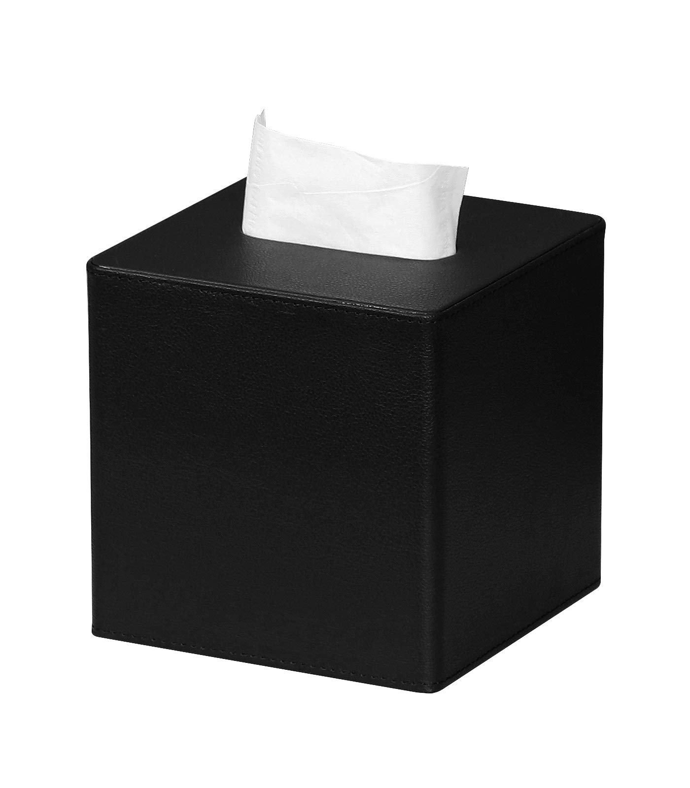 MEIBOOCH PU Leather Tissue Box Cover - Stylish Square Magnetic Bottom Holder for Bathroom, Bedroom & Office - Black | Perfect for Home Decor & Gift Giving