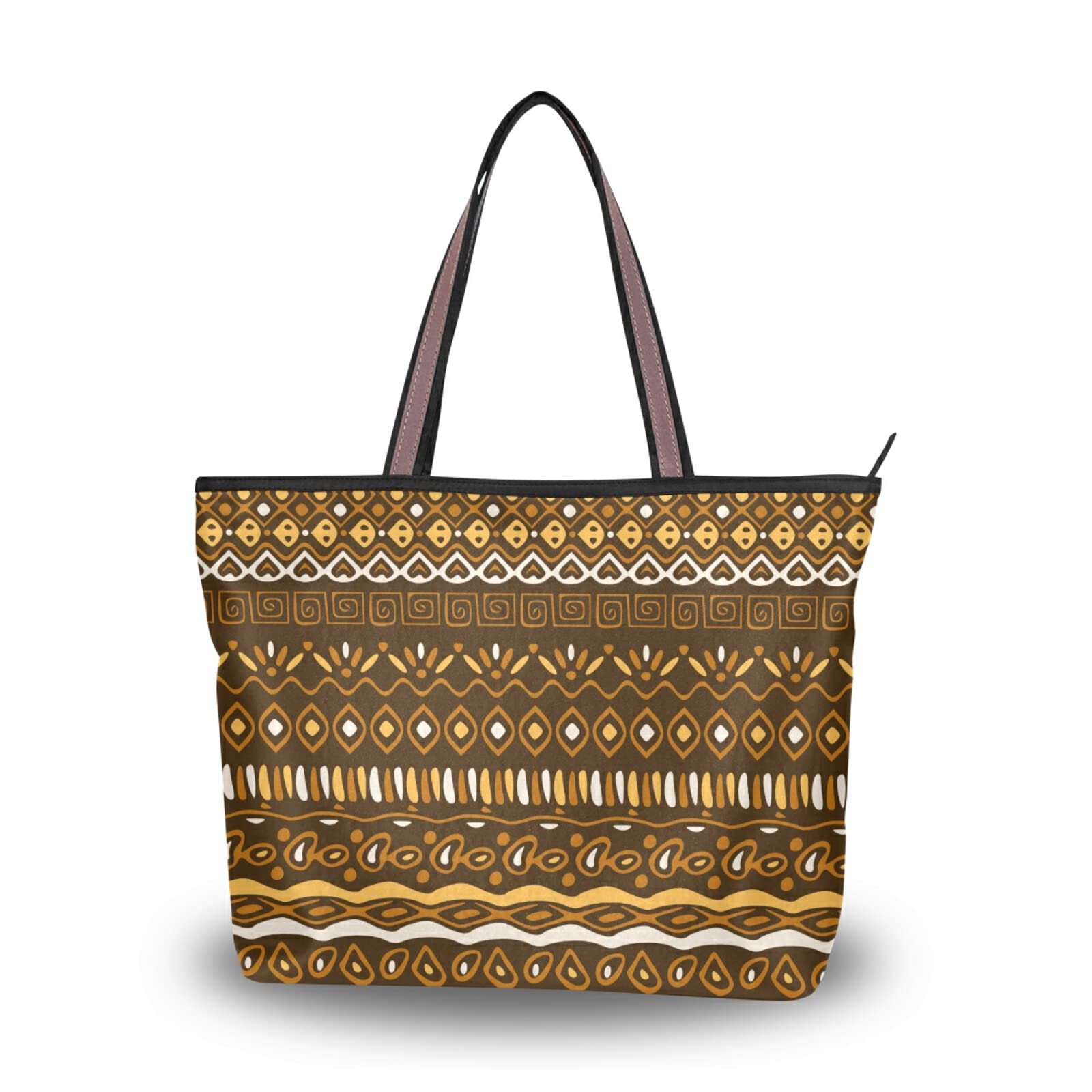 Stylish Triple Brown Tote Bag for Women - Large Capacity Zippered Grocery Purse with 2 Size Options | Perfect for Shopping, Work & Daily Essentials