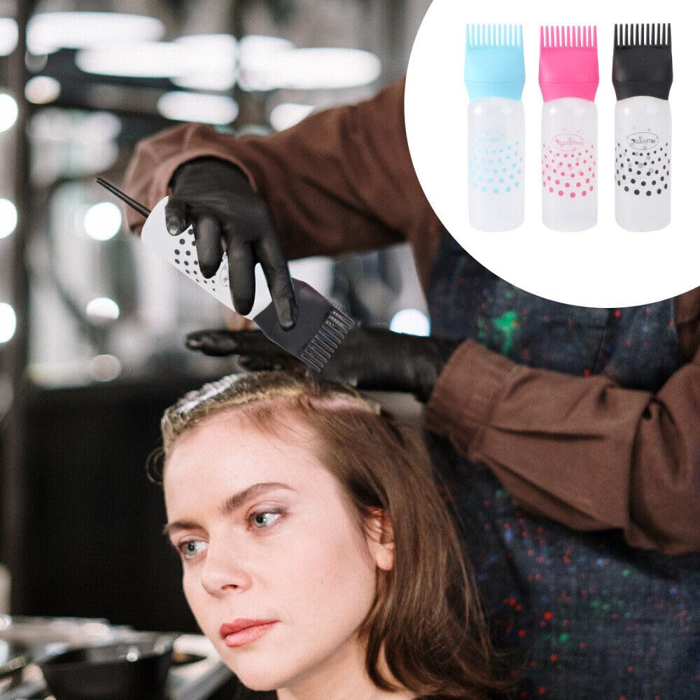 NYAMAH SALES Empty Hair Oil Root Comb Applicator Bottle with Graduated Scale - Professional Salon Hair Dye & Bleach Tool for Coloring, Oiling, and Hair Care (Pack of 1) - Perfect for At-Home Hair Treatments & Salon Styling