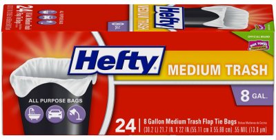 Heavy Duty 8 Gallon Trash Bags with Flap Tie - 24 Pack | Strong & Leak-Proof | Perfect for Kitchen, Bathroom & Office Waste Disposal