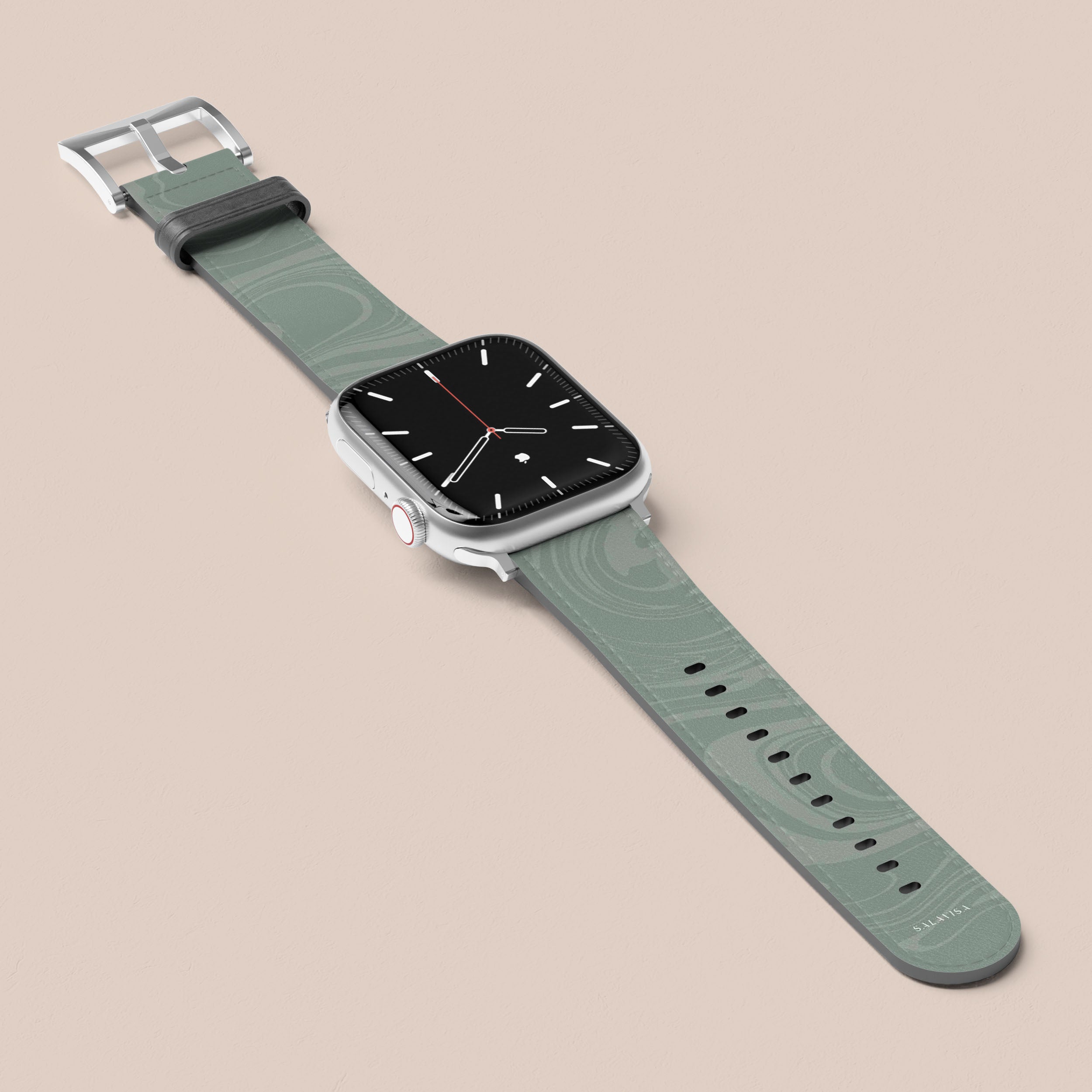 Eco-Friendly Light Green Swirl Apple Watch Band - Soft Silicone Replacement Strap for Apple Watch Series 9/8/7/SE/6/5/4/3/2/1 - Perfect for Workouts, Running, Yoga & Everyday Wear